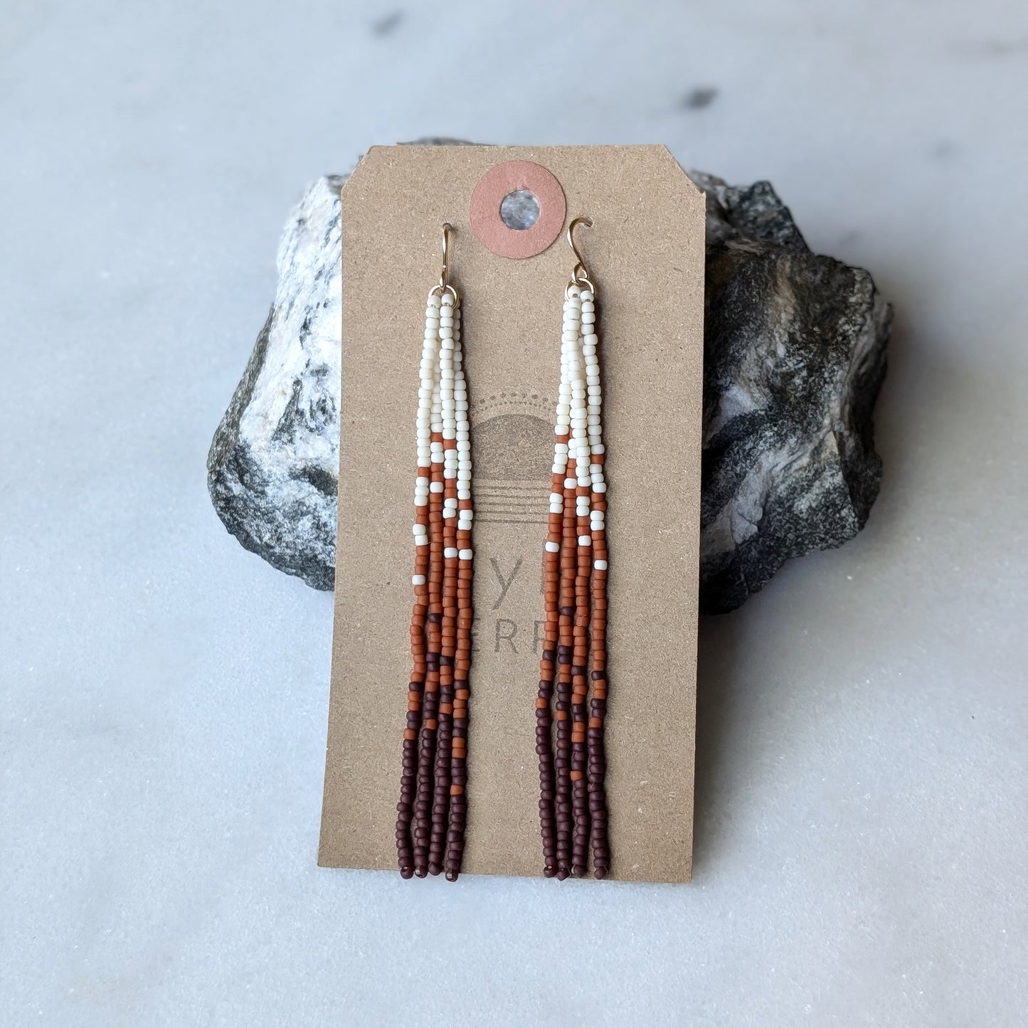 Warm Autumn Long Fringe Beaded Earrings