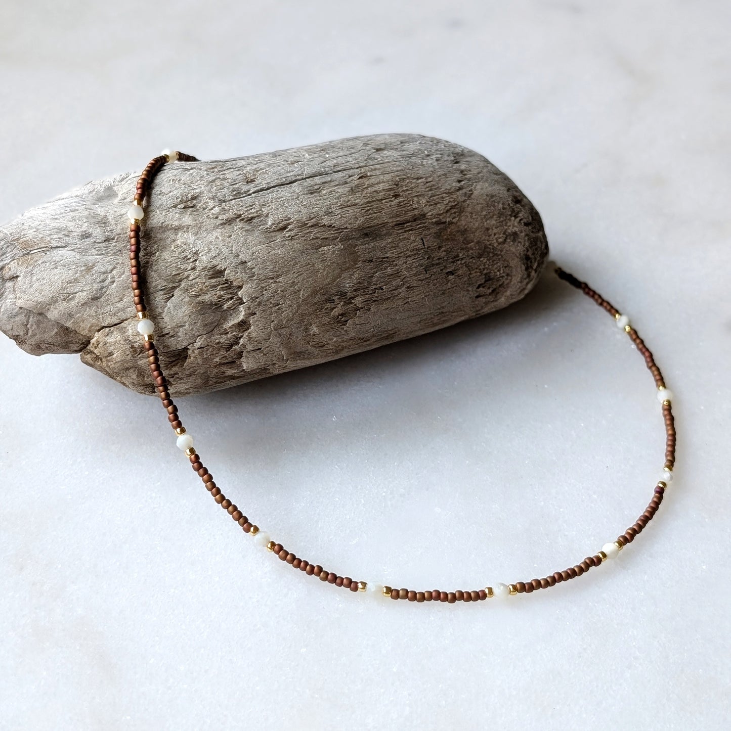 Mother of Pearl Bronze Necklace