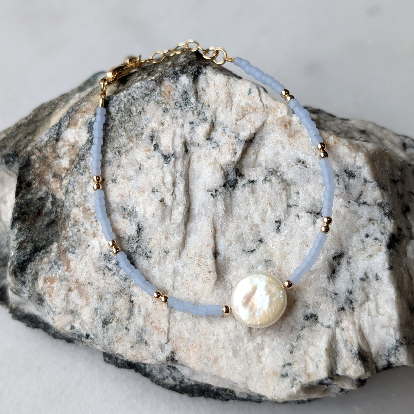 Freshwater Coin Pearl Saltwater Surf Bracelet