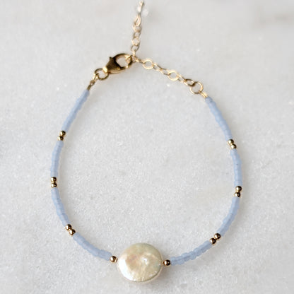 Freshwater Coin Pearl Saltwater Surf Bracelet