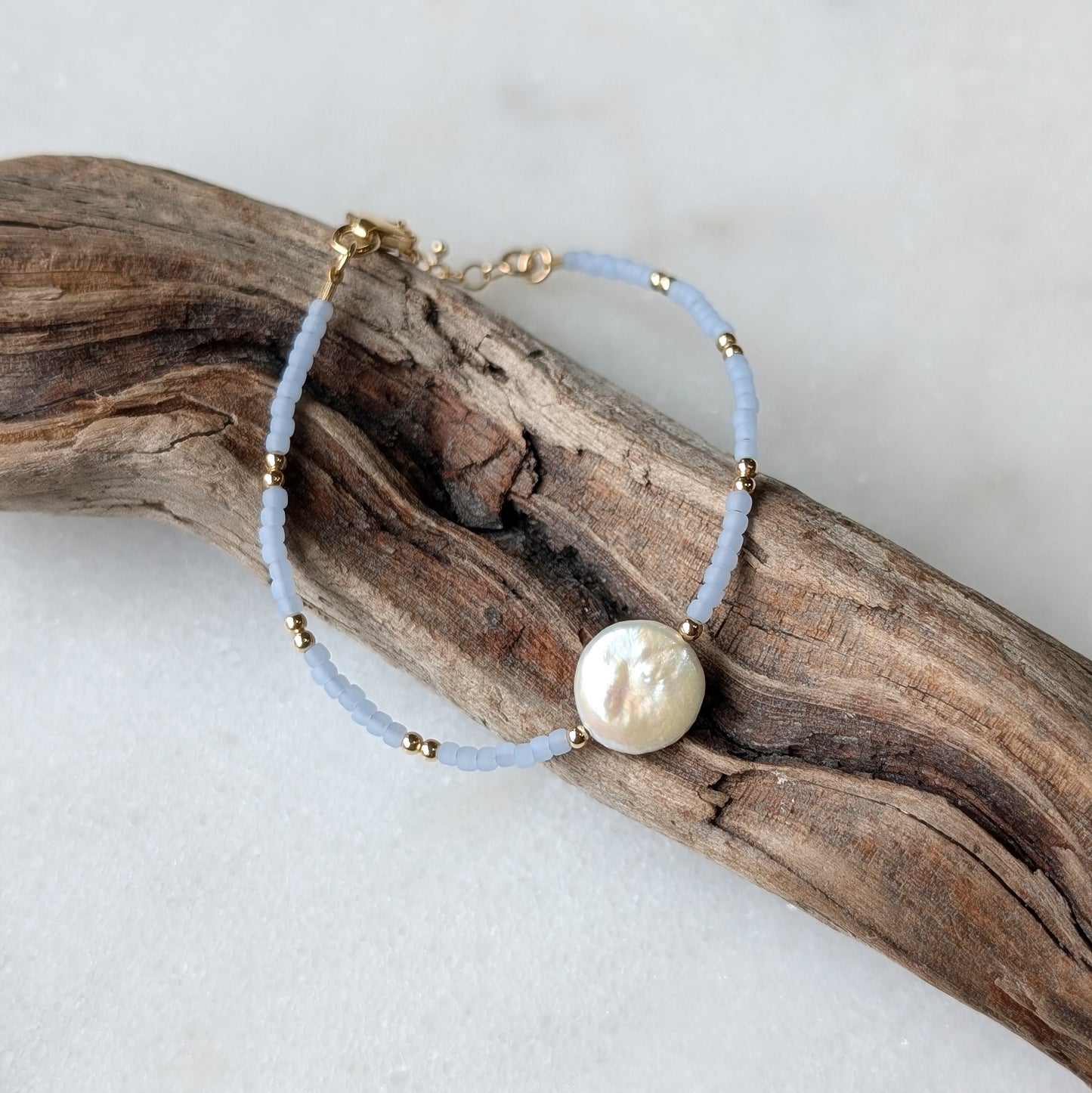 Freshwater Coin Pearl Saltwater Surf Bracelet