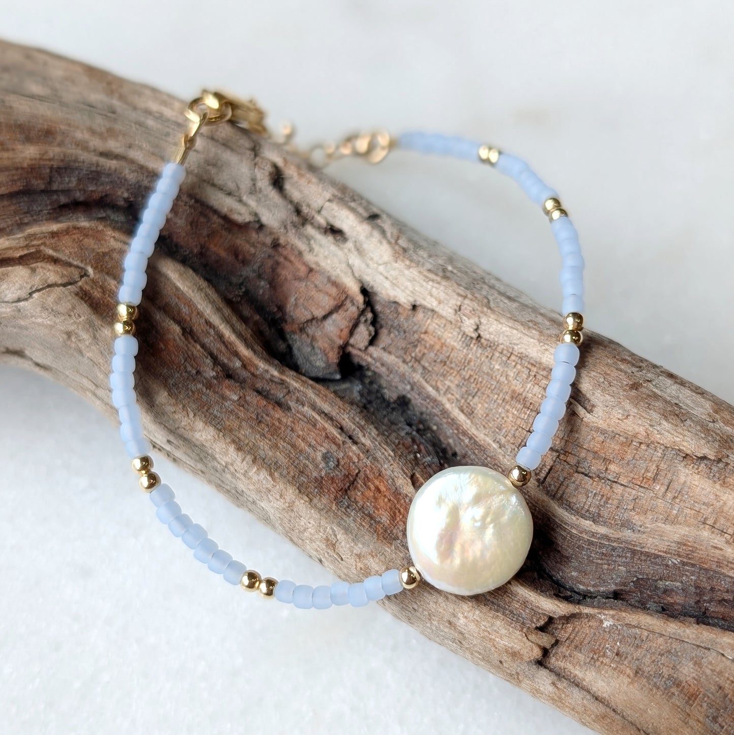 Freshwater Coin Pearl Saltwater Surf Bracelet