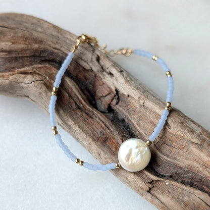 Freshwater Coin Pearl Saltwater Surf Bracelet