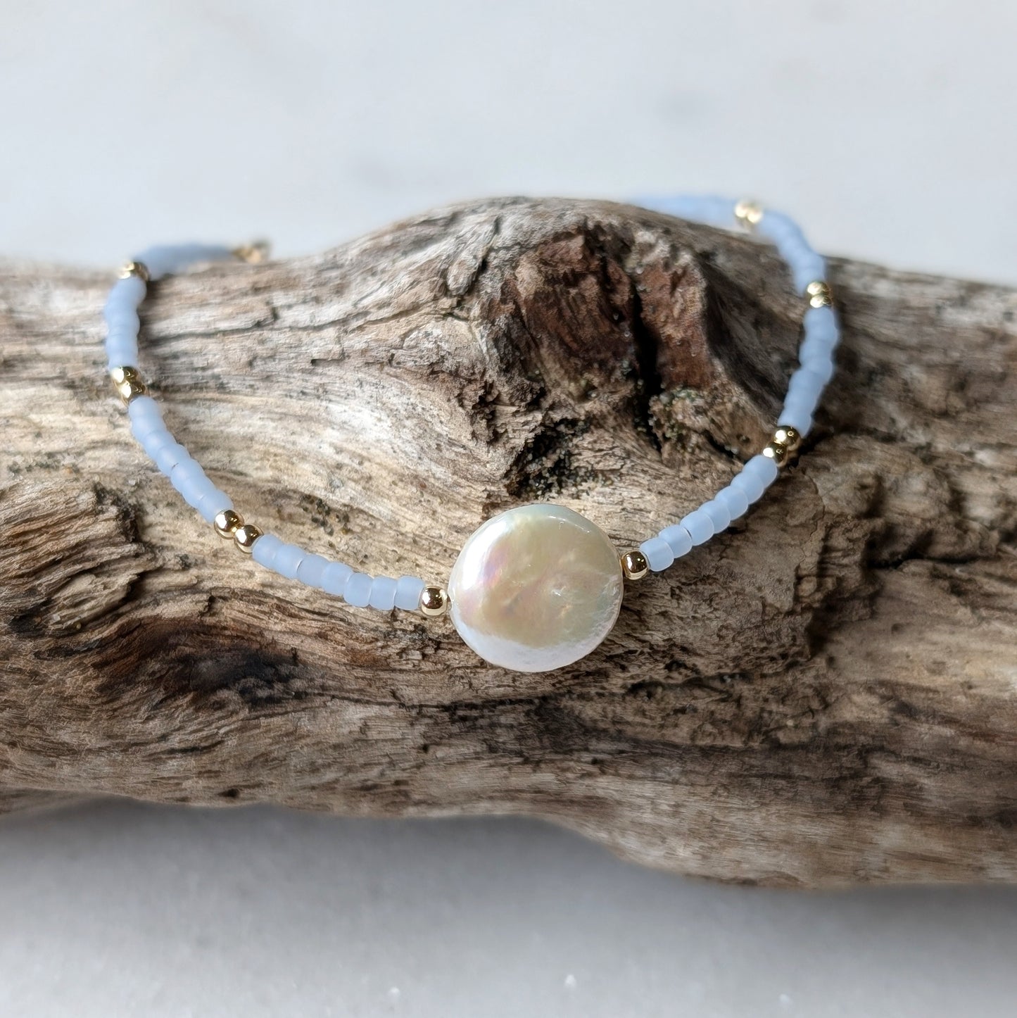 Freshwater Coin Pearl Saltwater Surf Bracelet