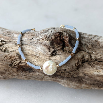 Freshwater Coin Pearl Saltwater Surf Bracelet