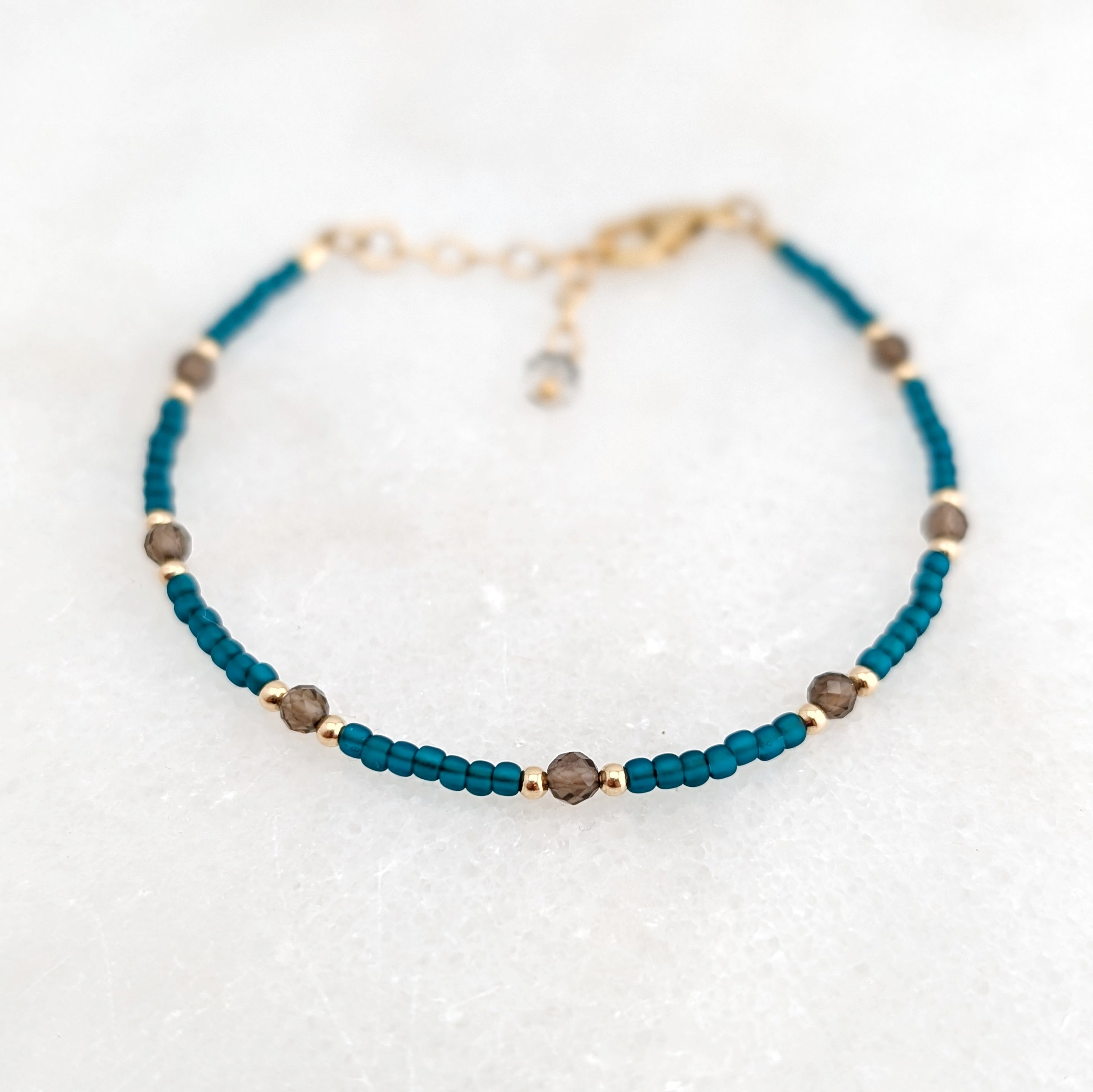 Smoky Quartz Teal Grounding Bracelet