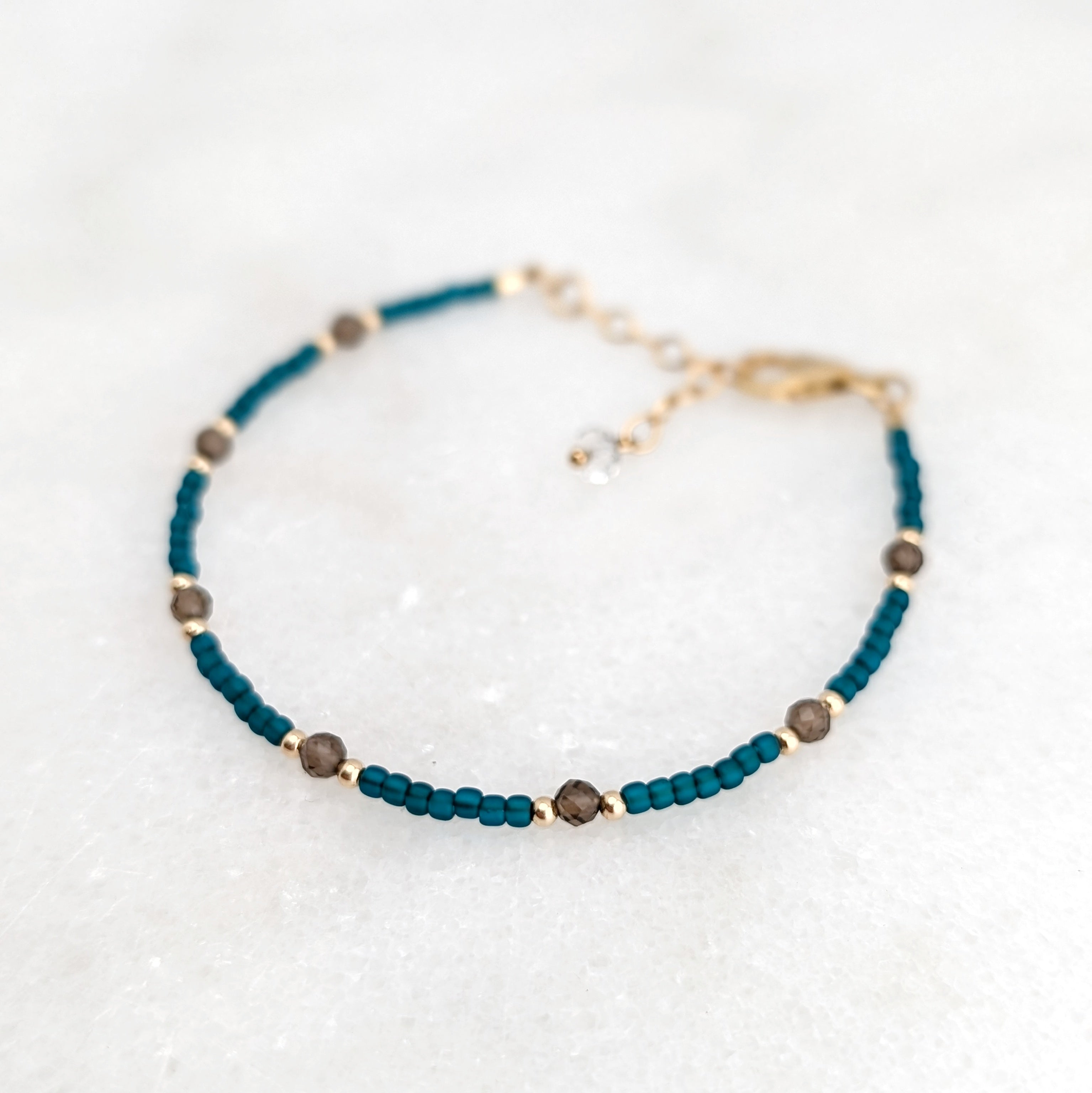 Smoky Quartz Teal Grounding Bracelet