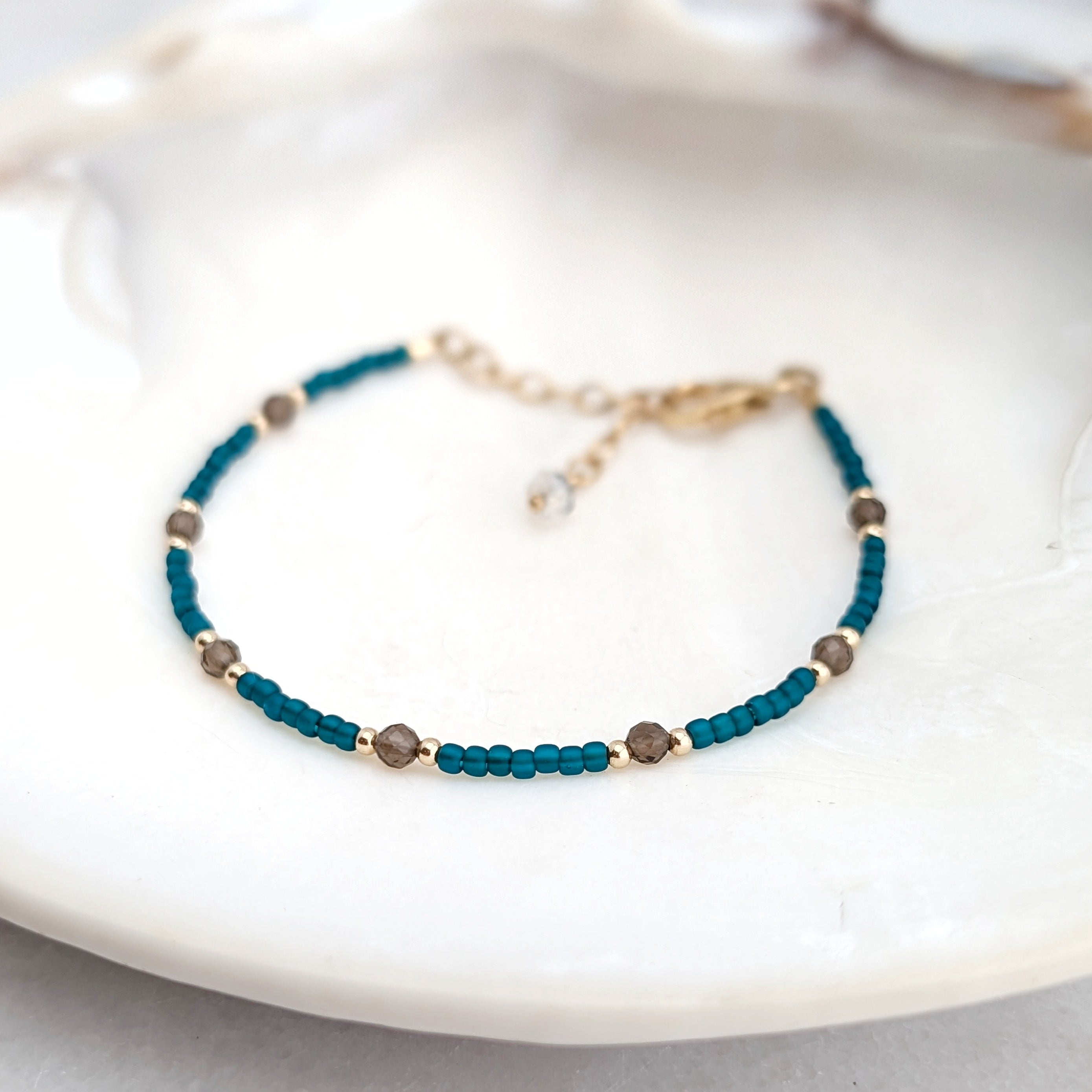 Smoky Quartz Teal Grounding Bracelet