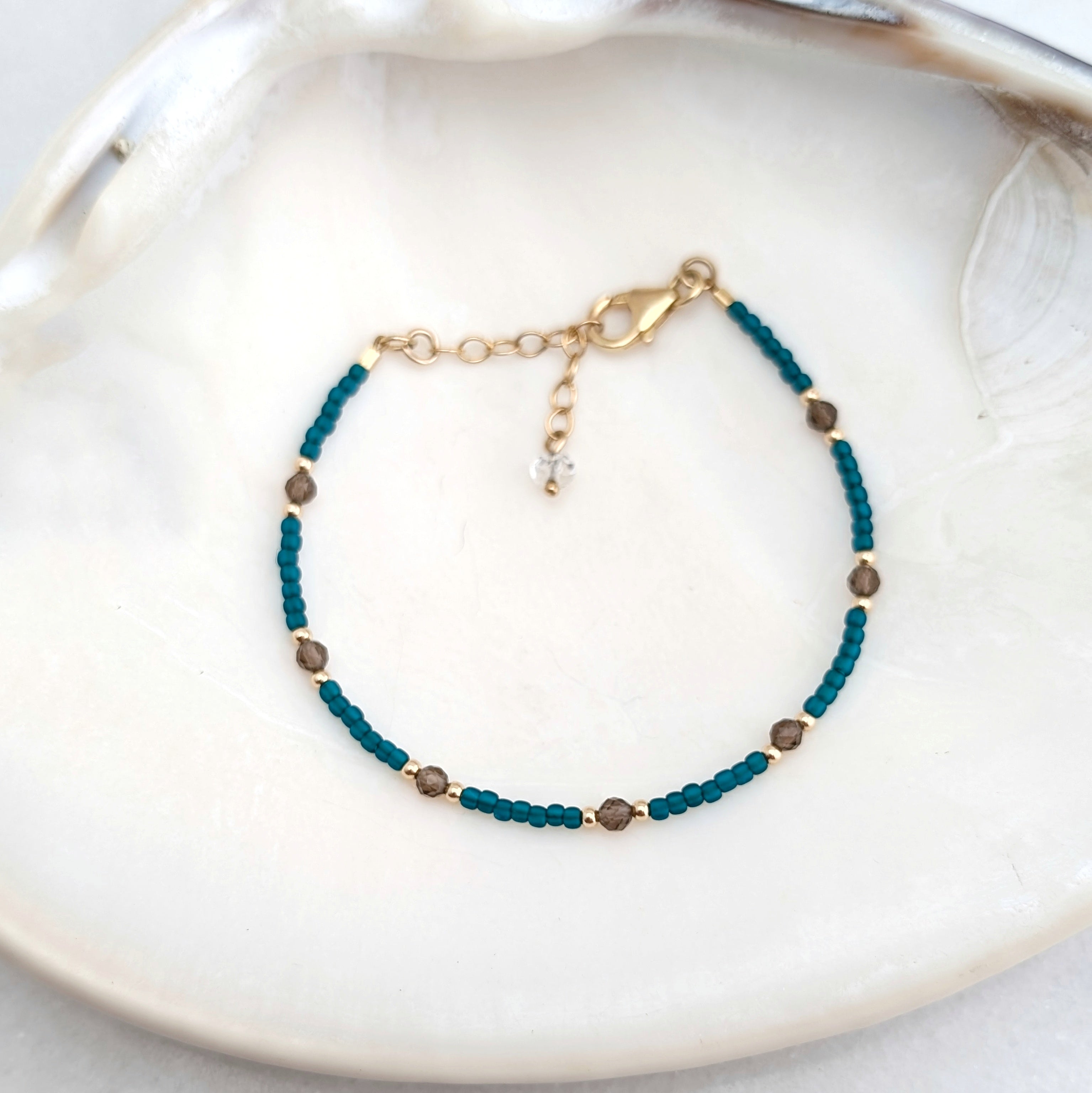 Smoky Quartz Teal Grounding Bracelet
