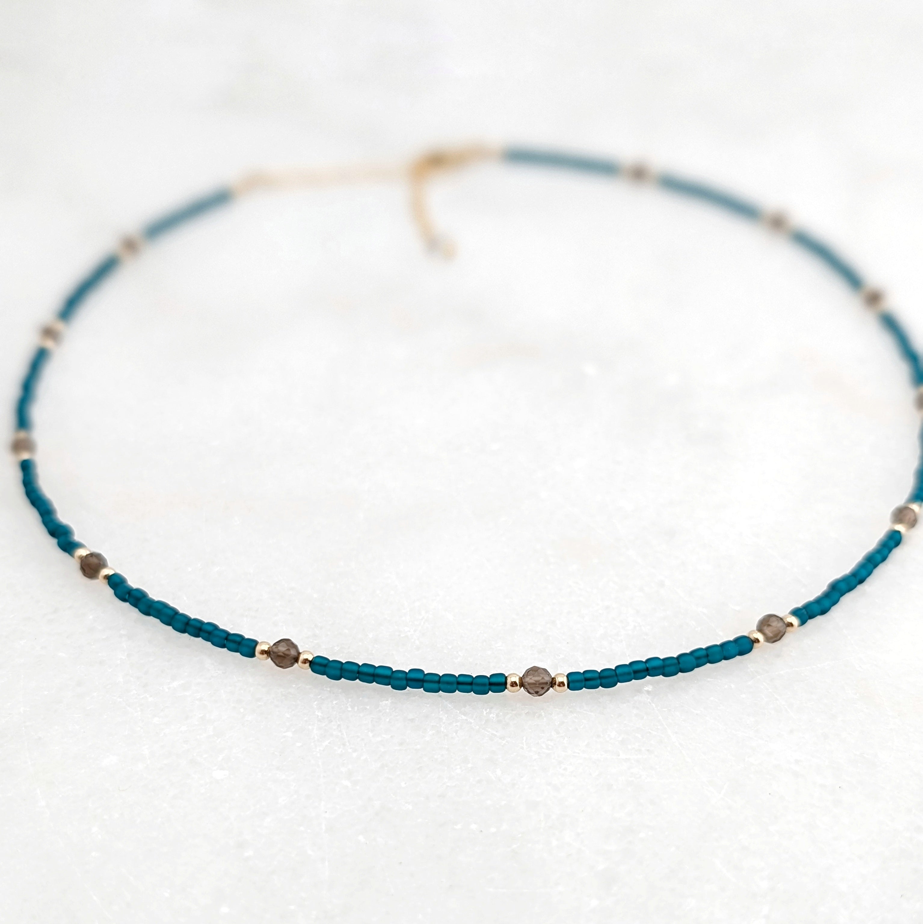 Smoky Quartz Teal Grounding Necklace