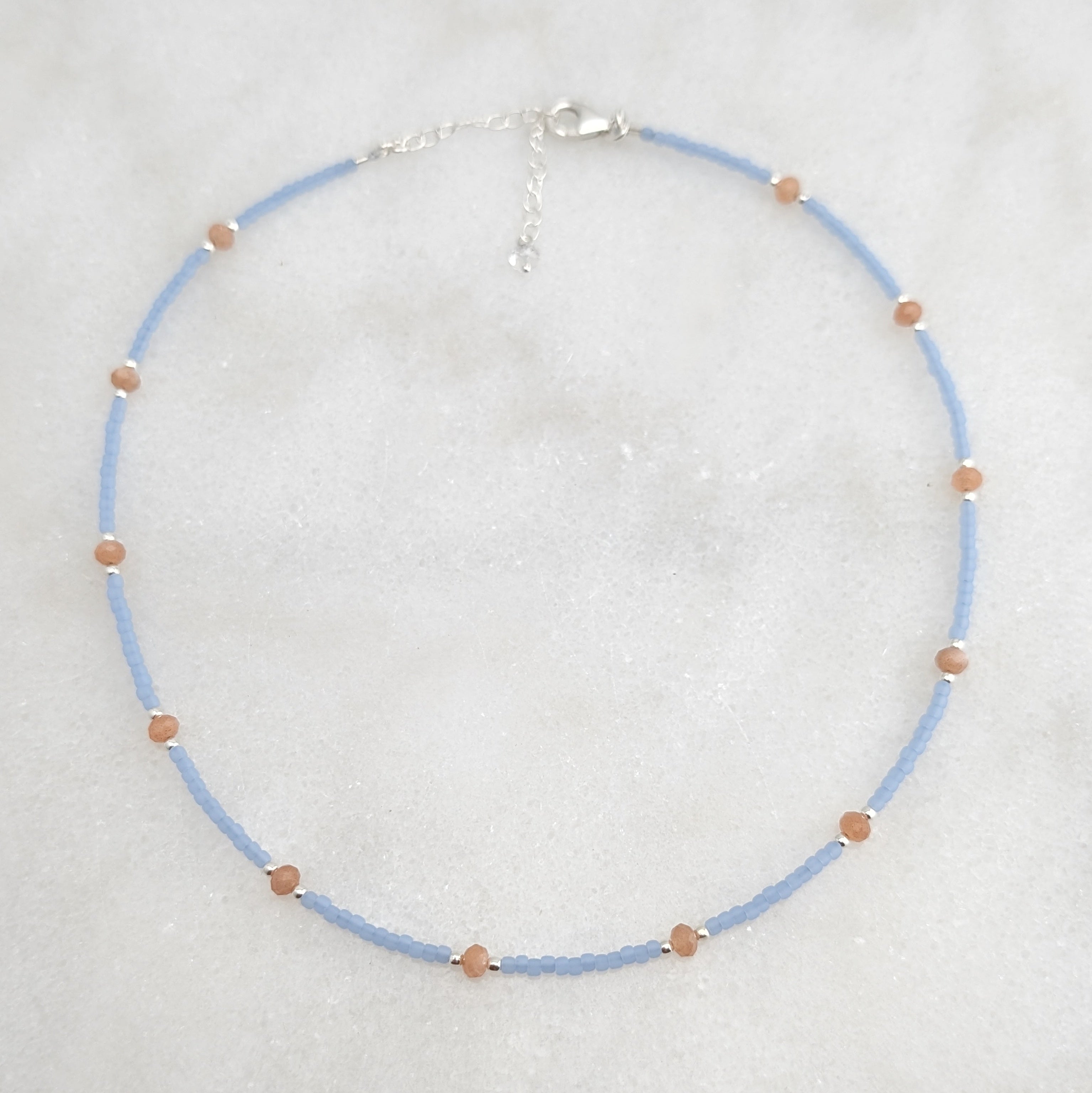 Peach Moonstone Sky Blue Necklace