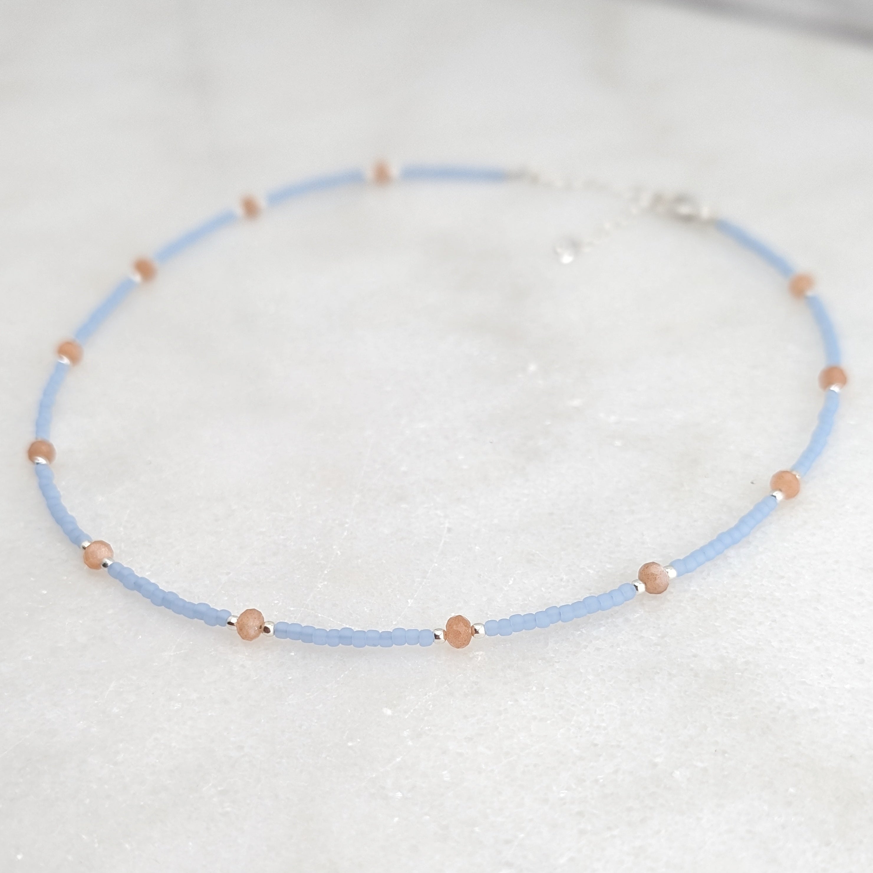 Peach Moonstone Sky Blue Necklace