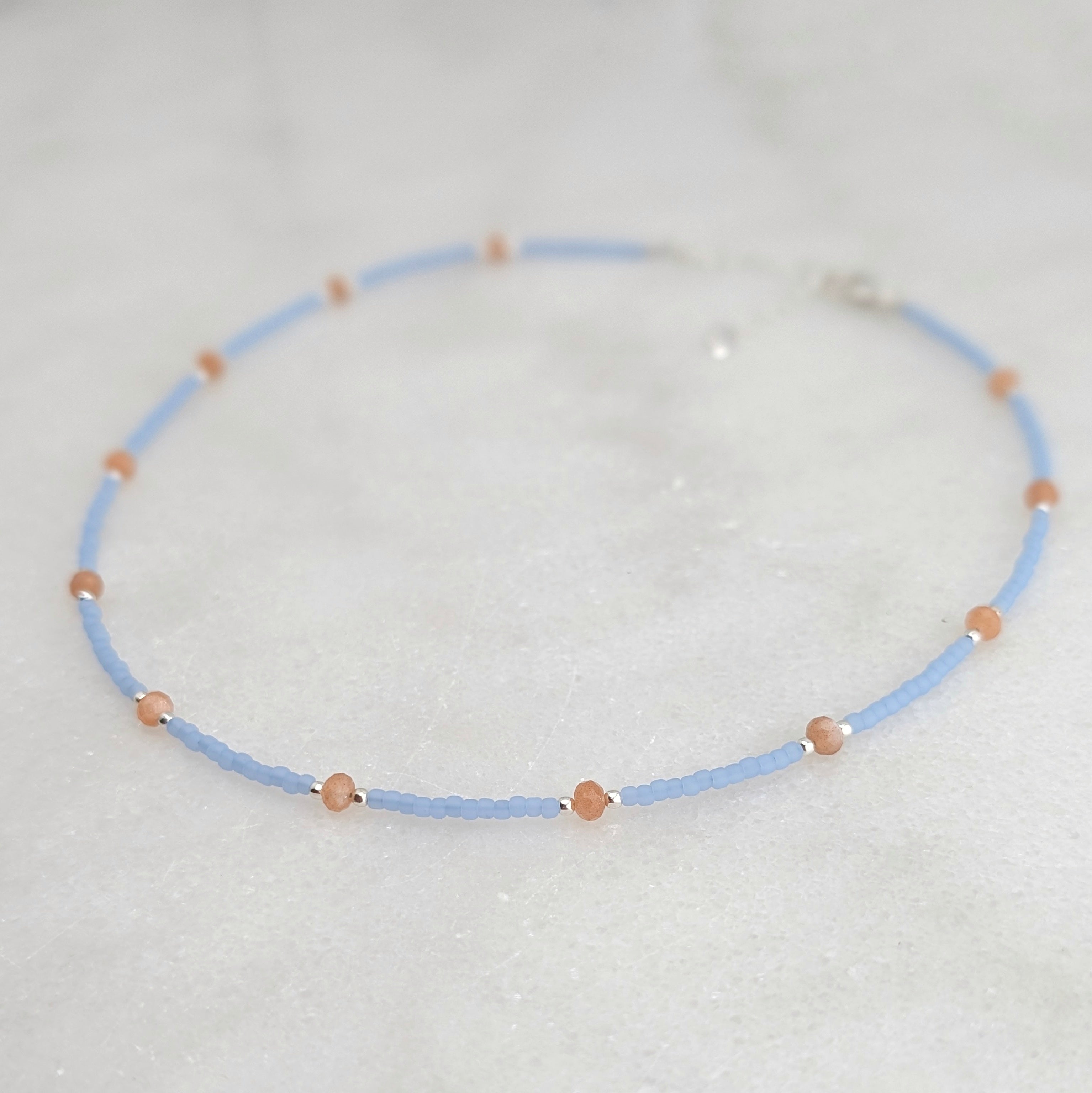 Peach Moonstone Sky Blue Necklace