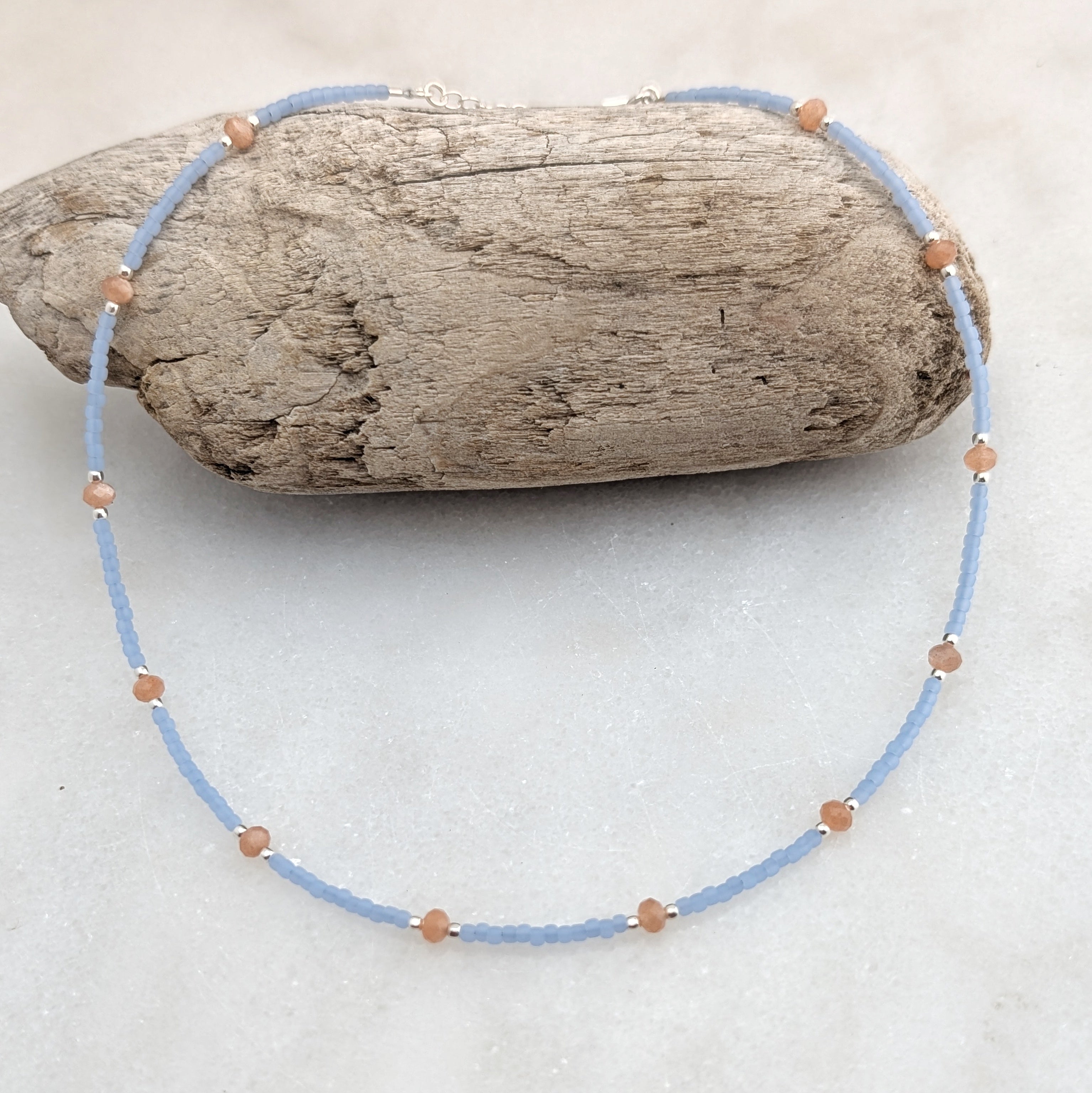 Peach Moonstone Sky Blue Necklace