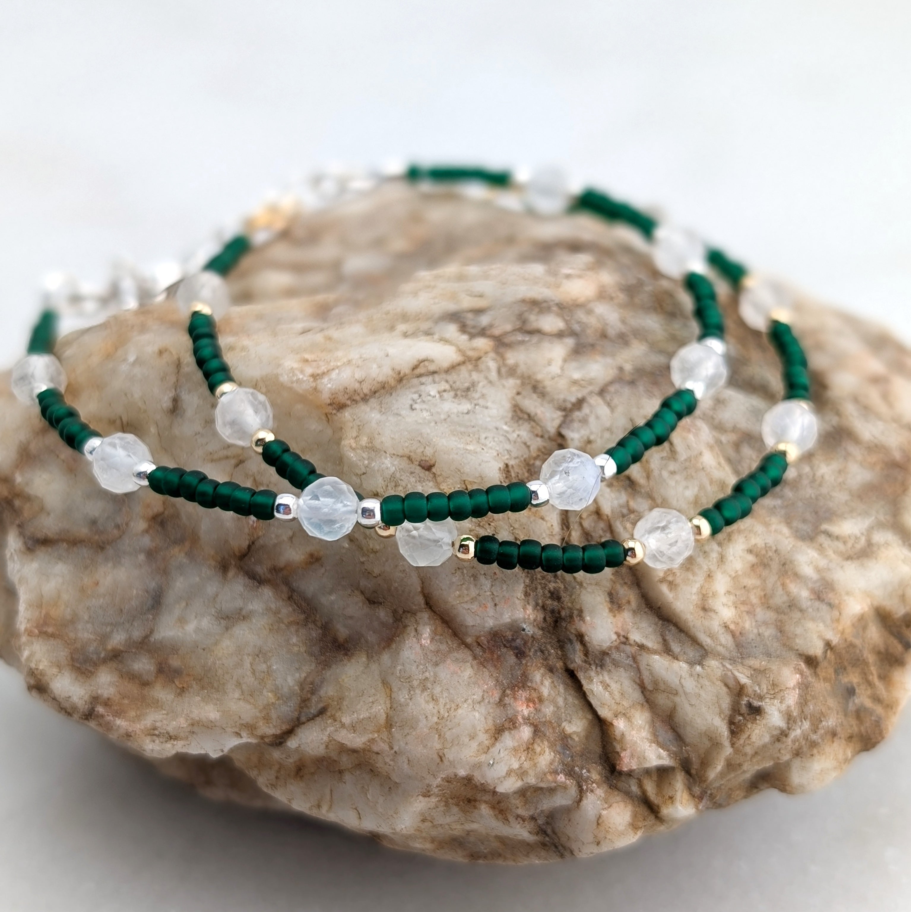 Moonstone Rich Emerald Bracelet