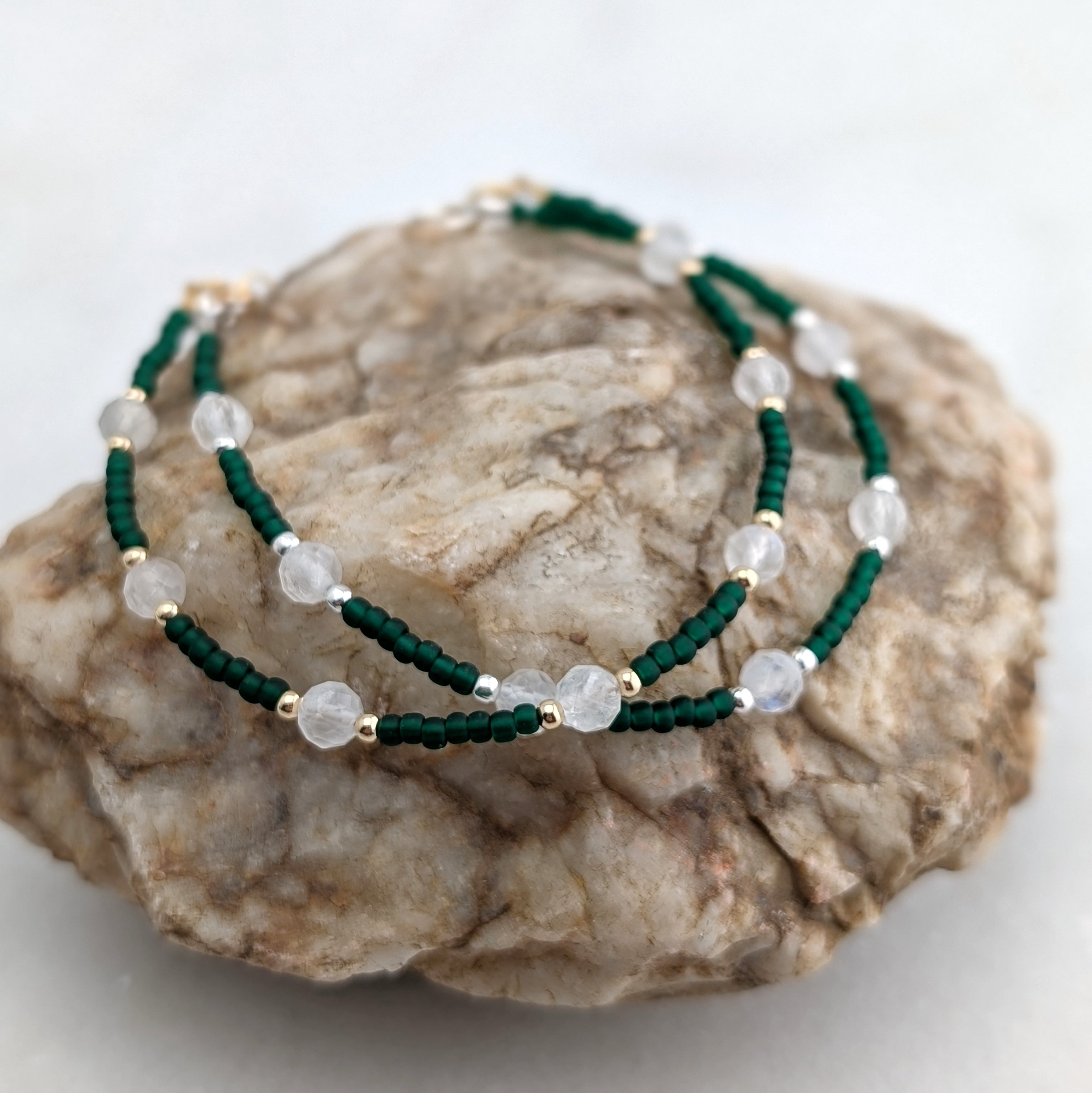 Moonstone Rich Emerald Bracelet