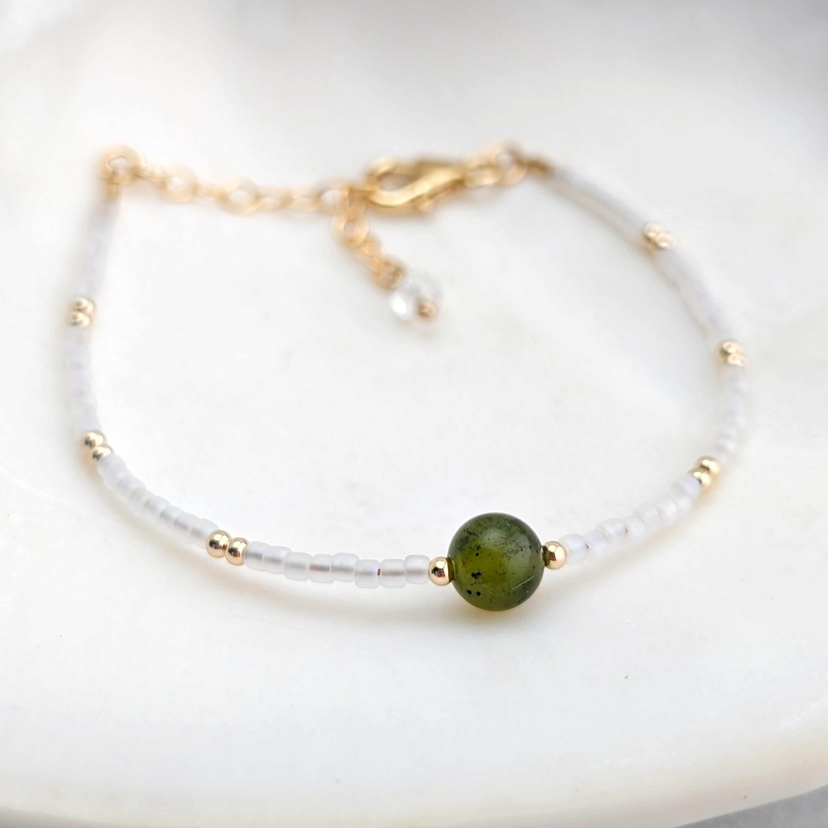 Canadian Jade Pearlescent Accent Stone Bracelet