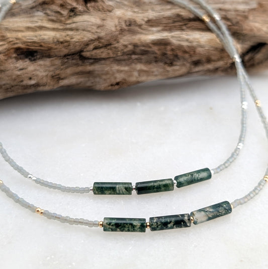 Moss Agate PNW Forest Necklace
