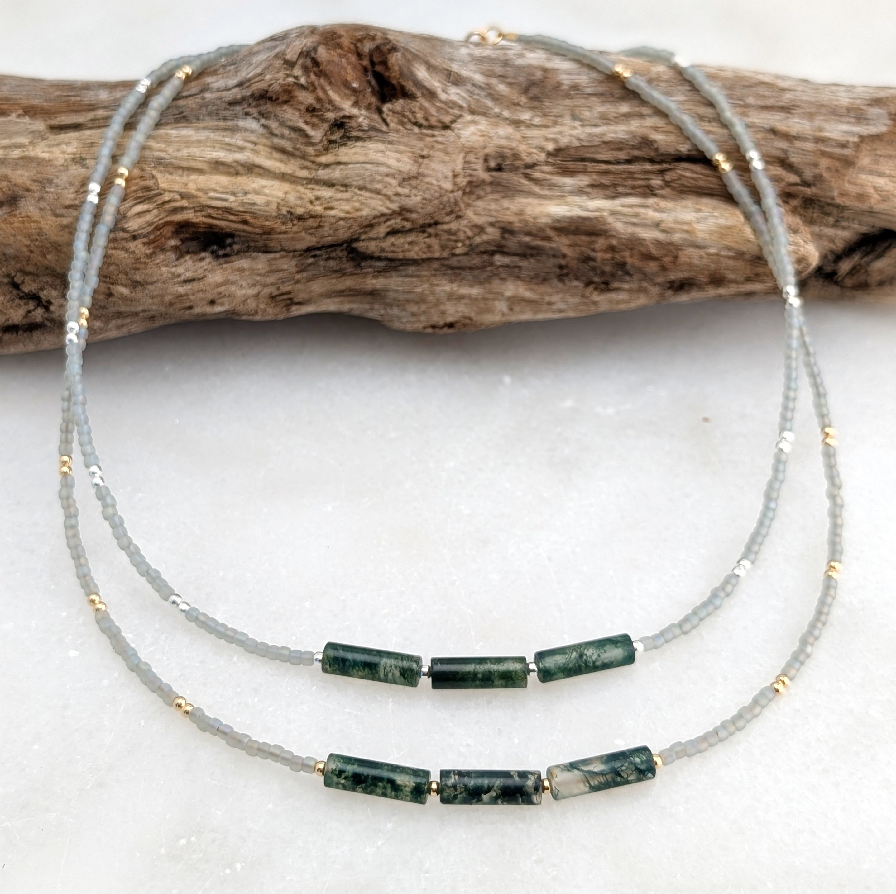 Moss Agate PNW Forest Necklace