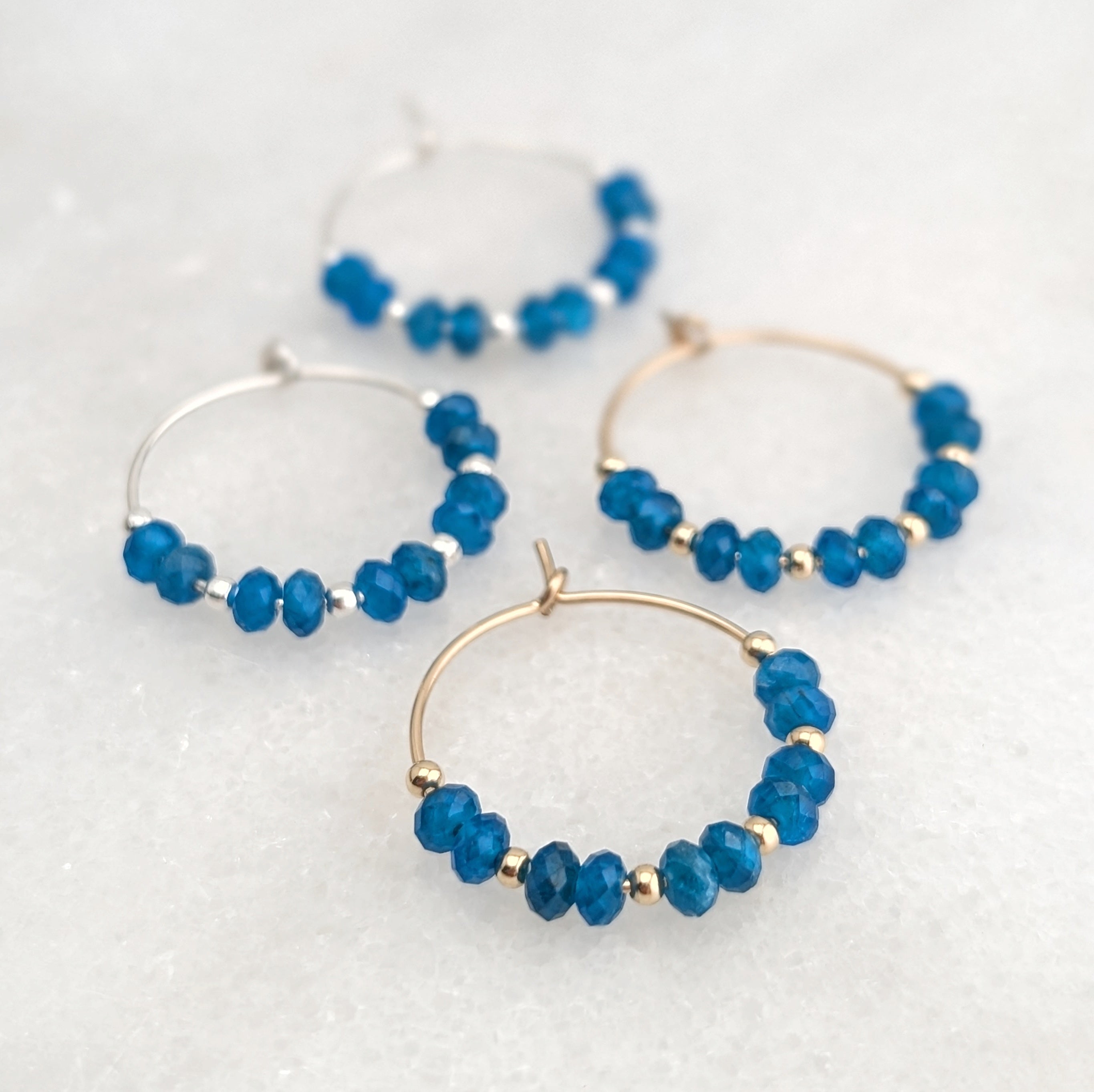 Blue Apatite Mini Hoops