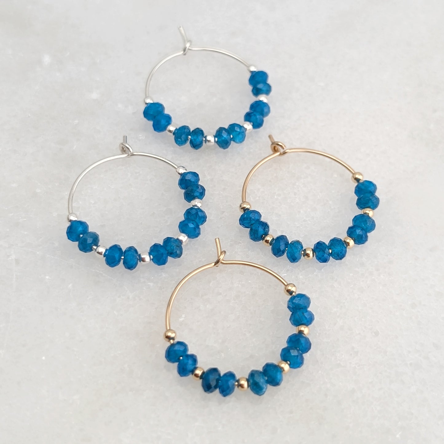 Blue Apatite Mini Hoops