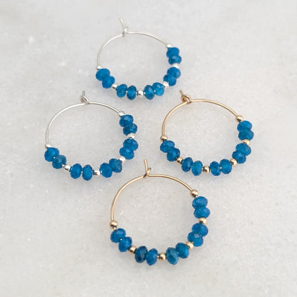 Blue Apatite Mini Hoops