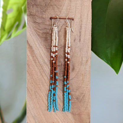 Glossy Southwest Wander Beaded Fringe Earrings