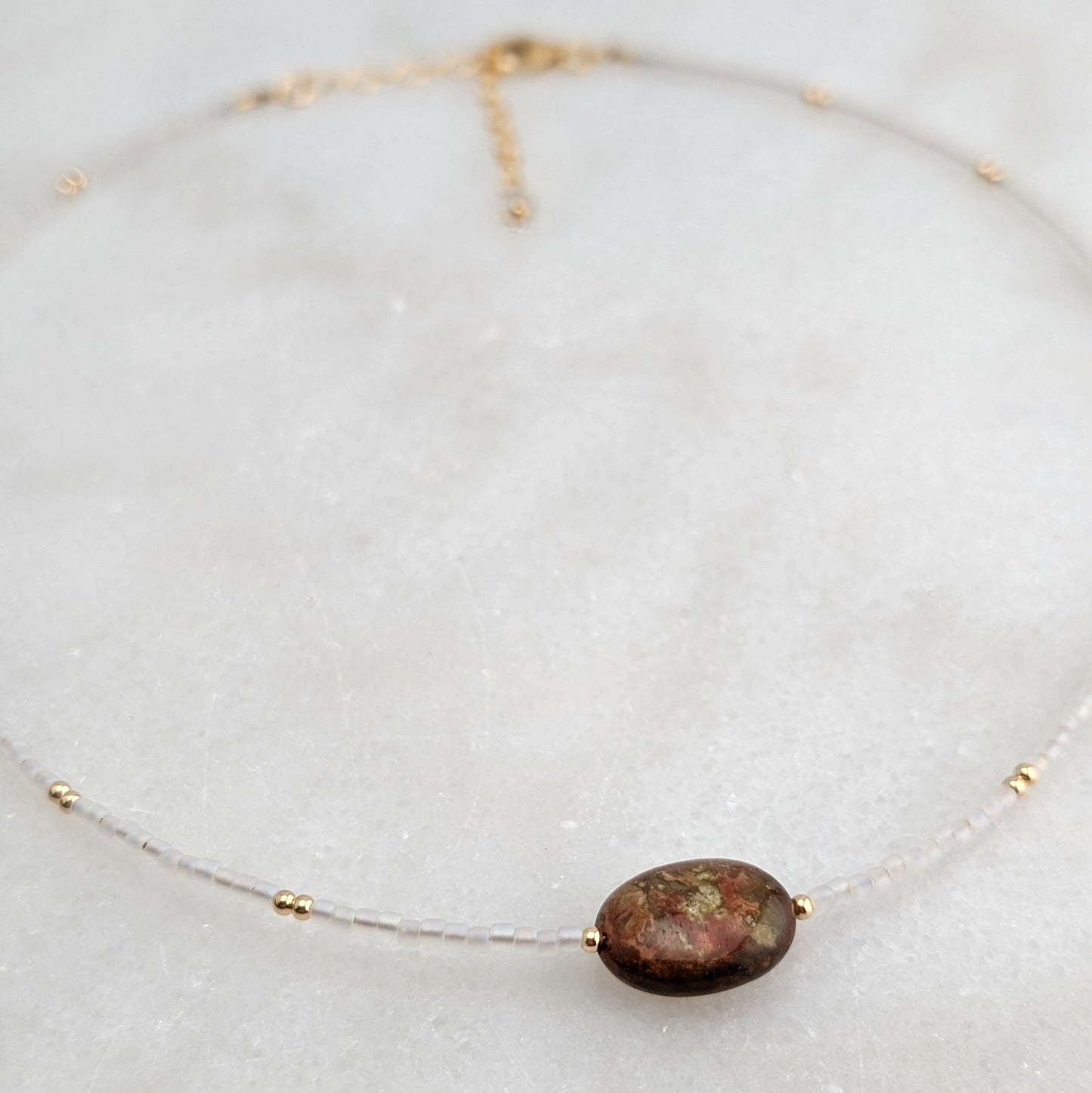 Oregon Carrasite Jasper Pearlescent Stone Necklace