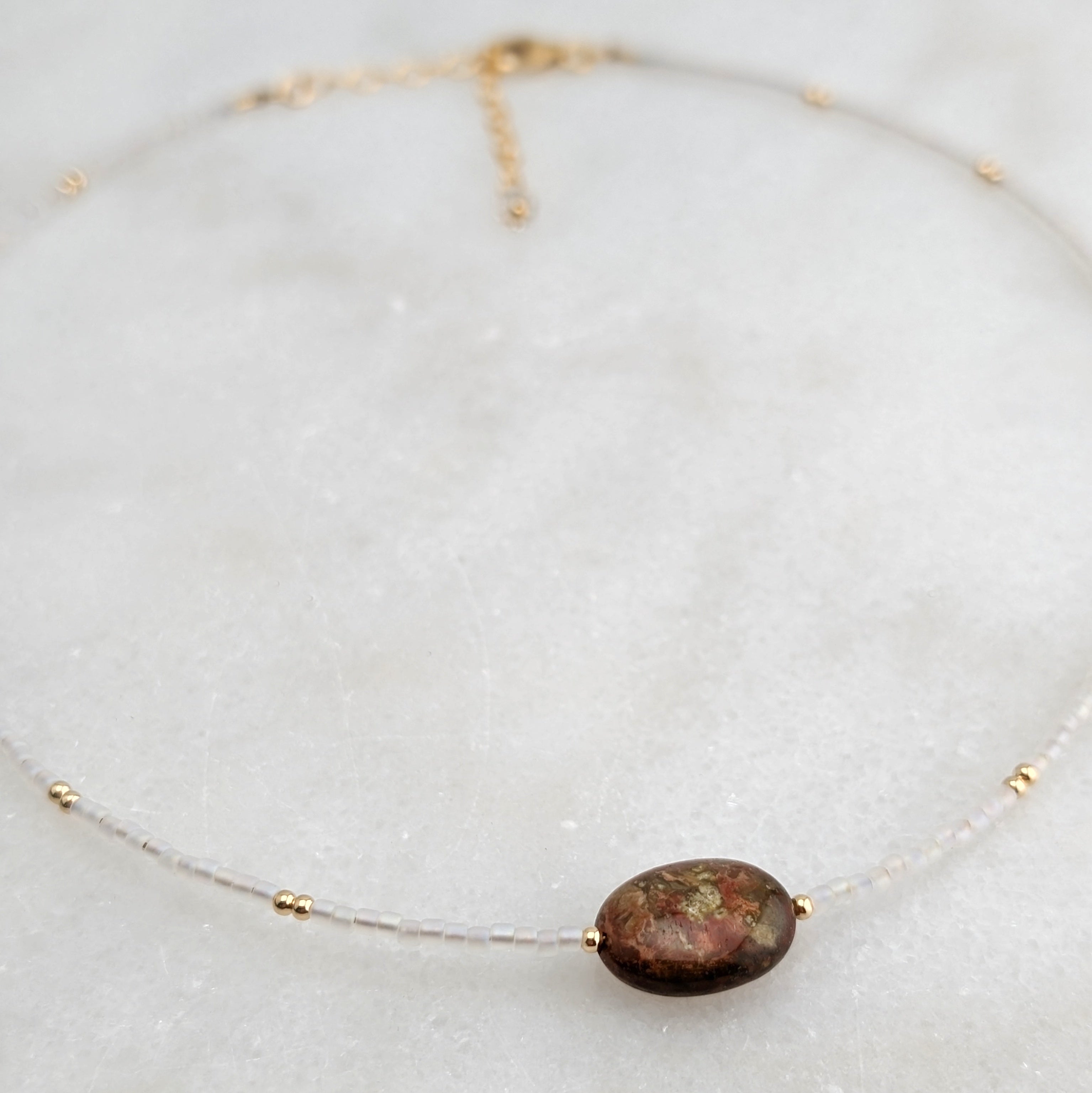 Oregon Carrasite Jasper Pearlescent Stone Necklace