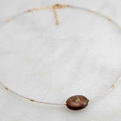 Oregon Carrasite Jasper Pearlescent Stone Necklace