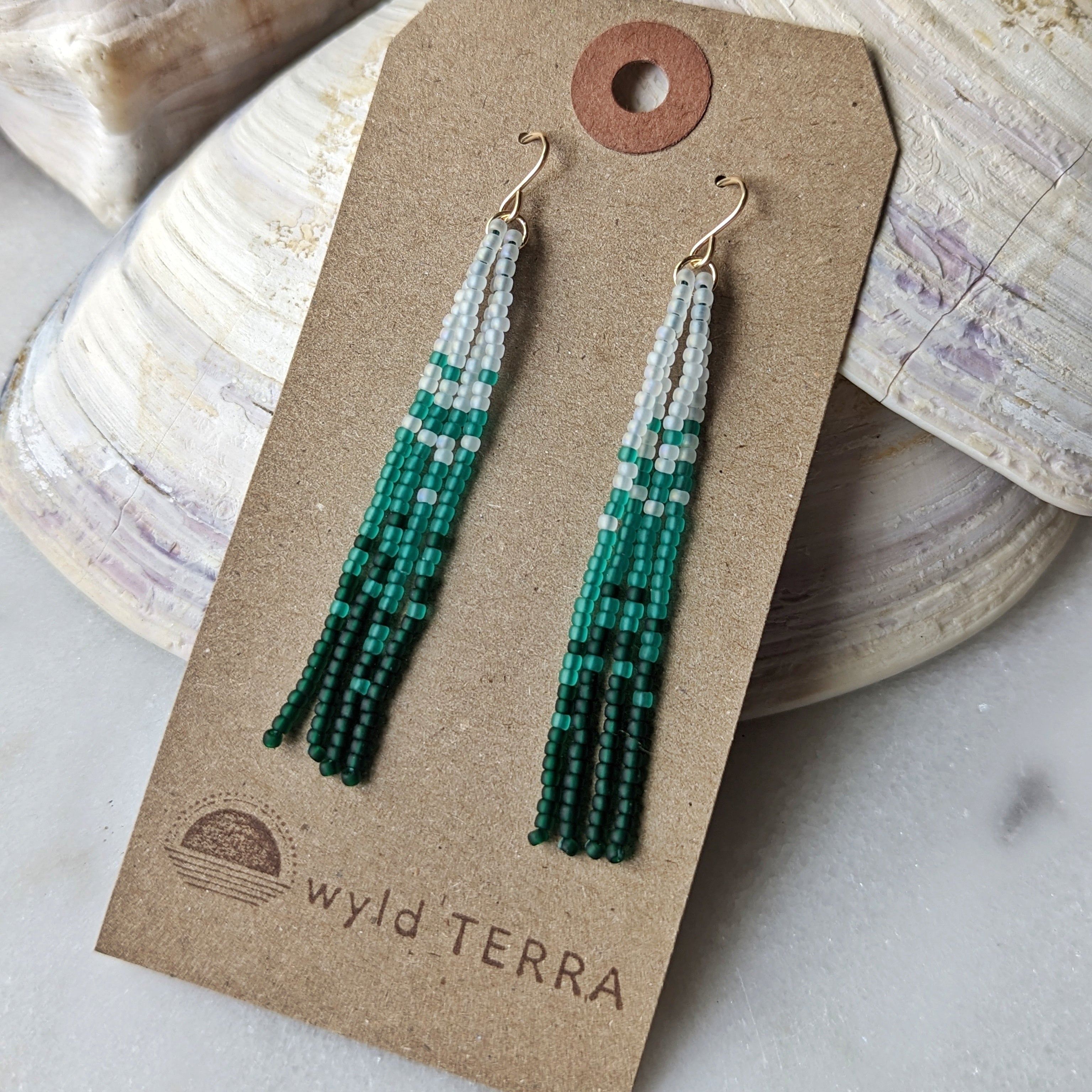 Hoh Rainforest Short Beaded Fringe Earrings