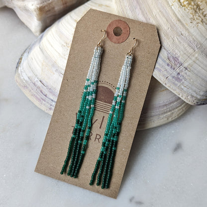 Hoh Rainforest Long Beaded Fringe Earrings