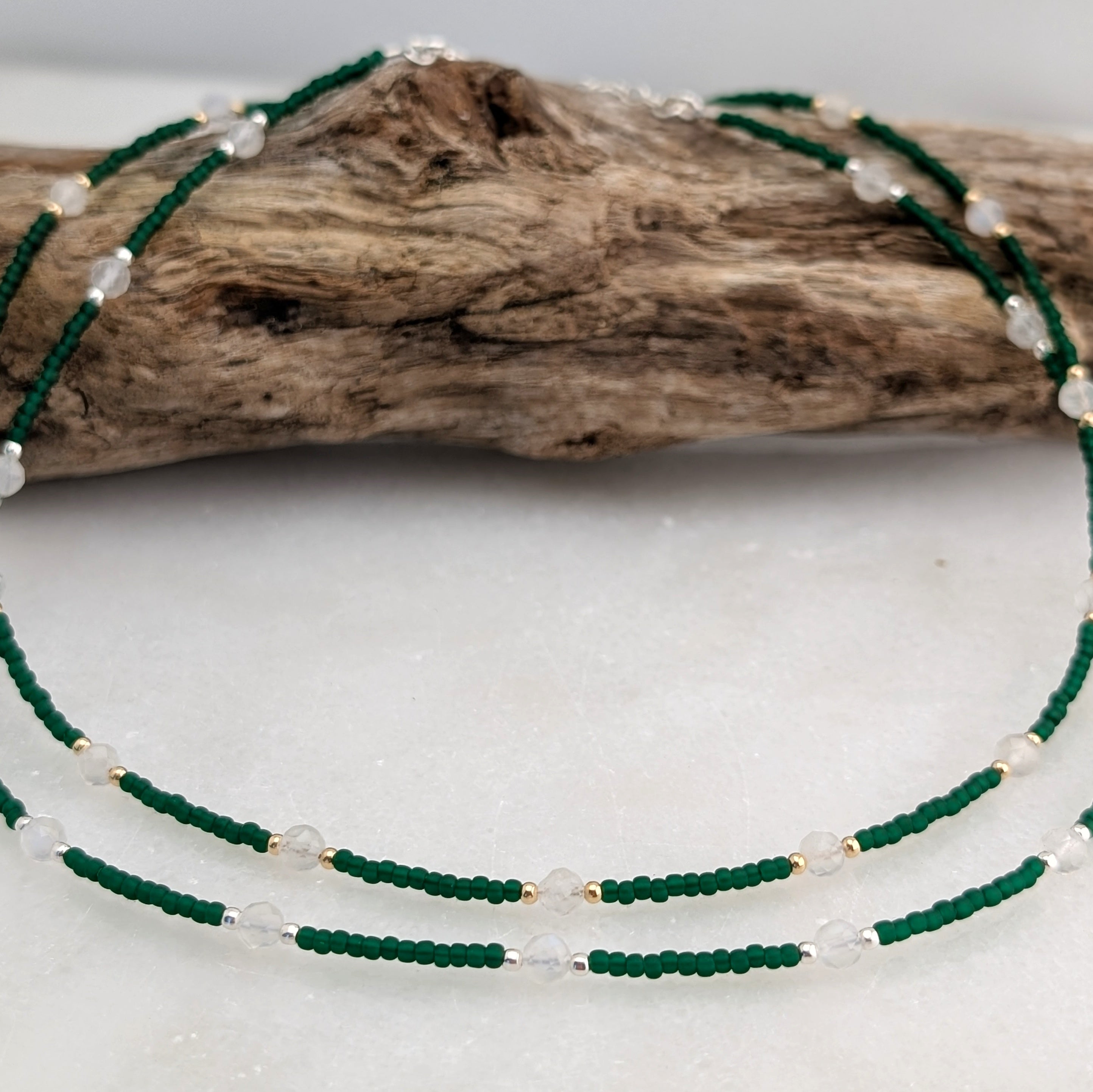 Moonstone Rich Emerald Necklace