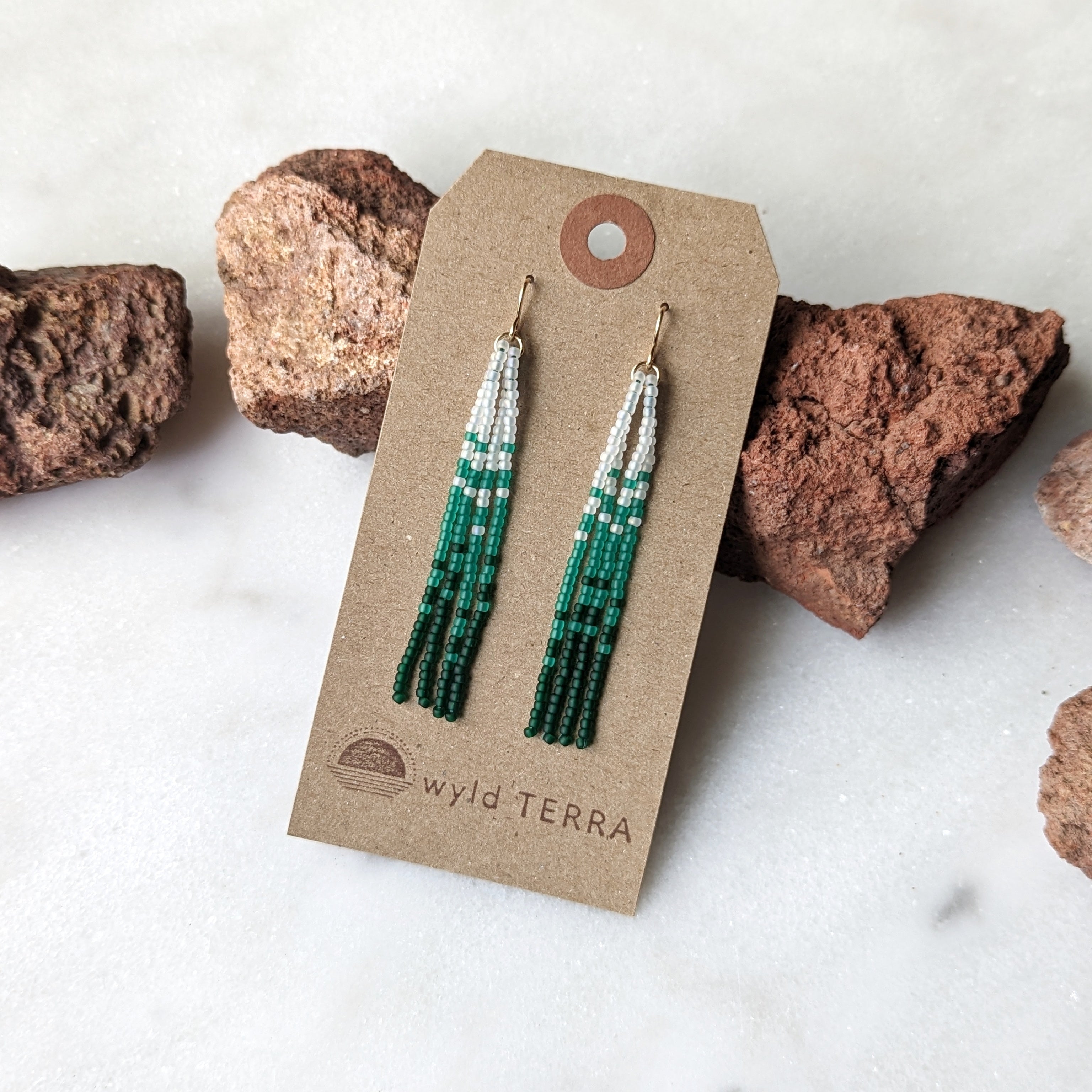 Hoh Rainforest Short Beaded Fringe Earrings