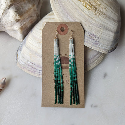 Hoh Rainforest Long Beaded Fringe Earrings