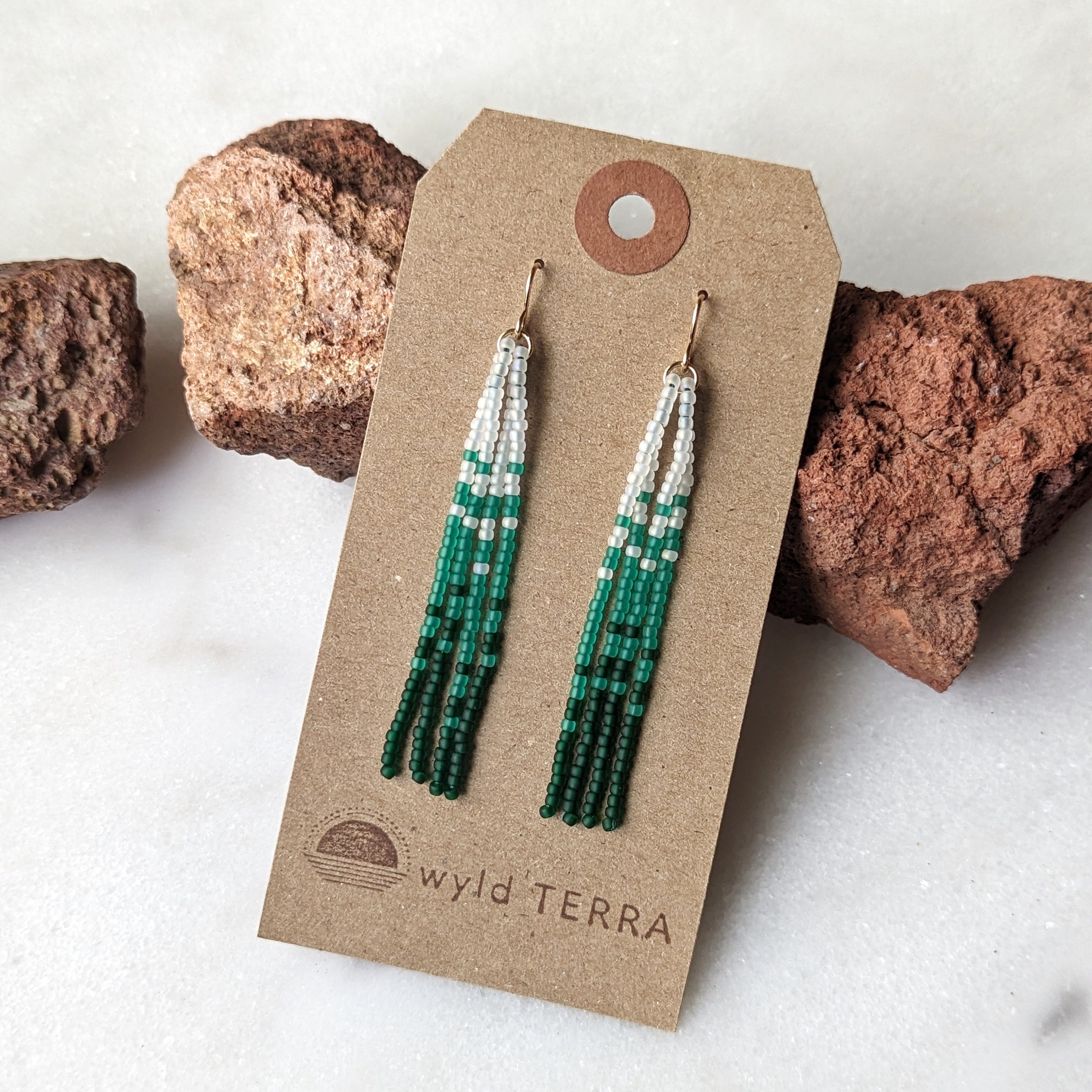 Hoh Rainforest Short Beaded Fringe Earrings