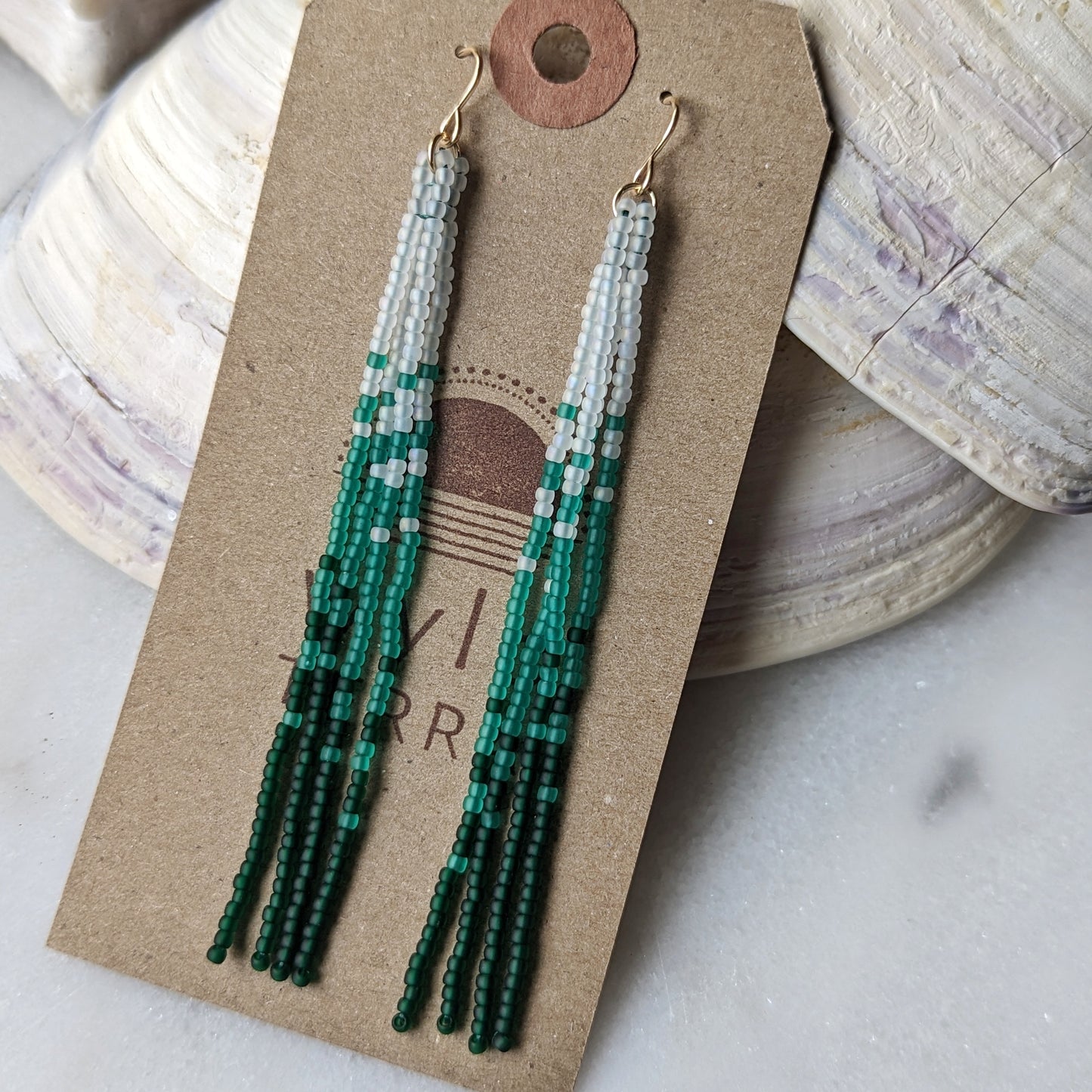 Hoh Rainforest Long Beaded Fringe Earrings