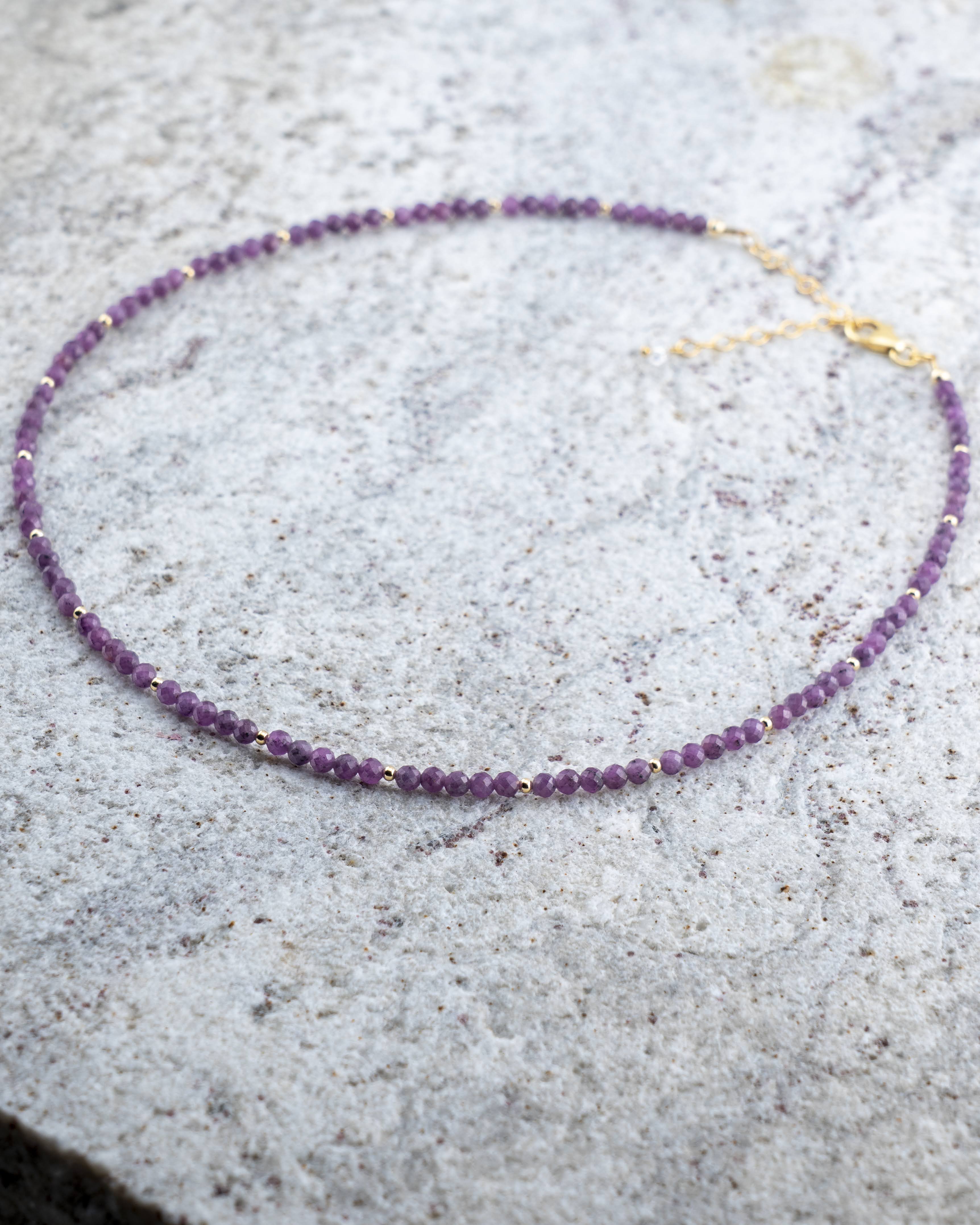 Autumn Orchid Purple Ruby Necklace