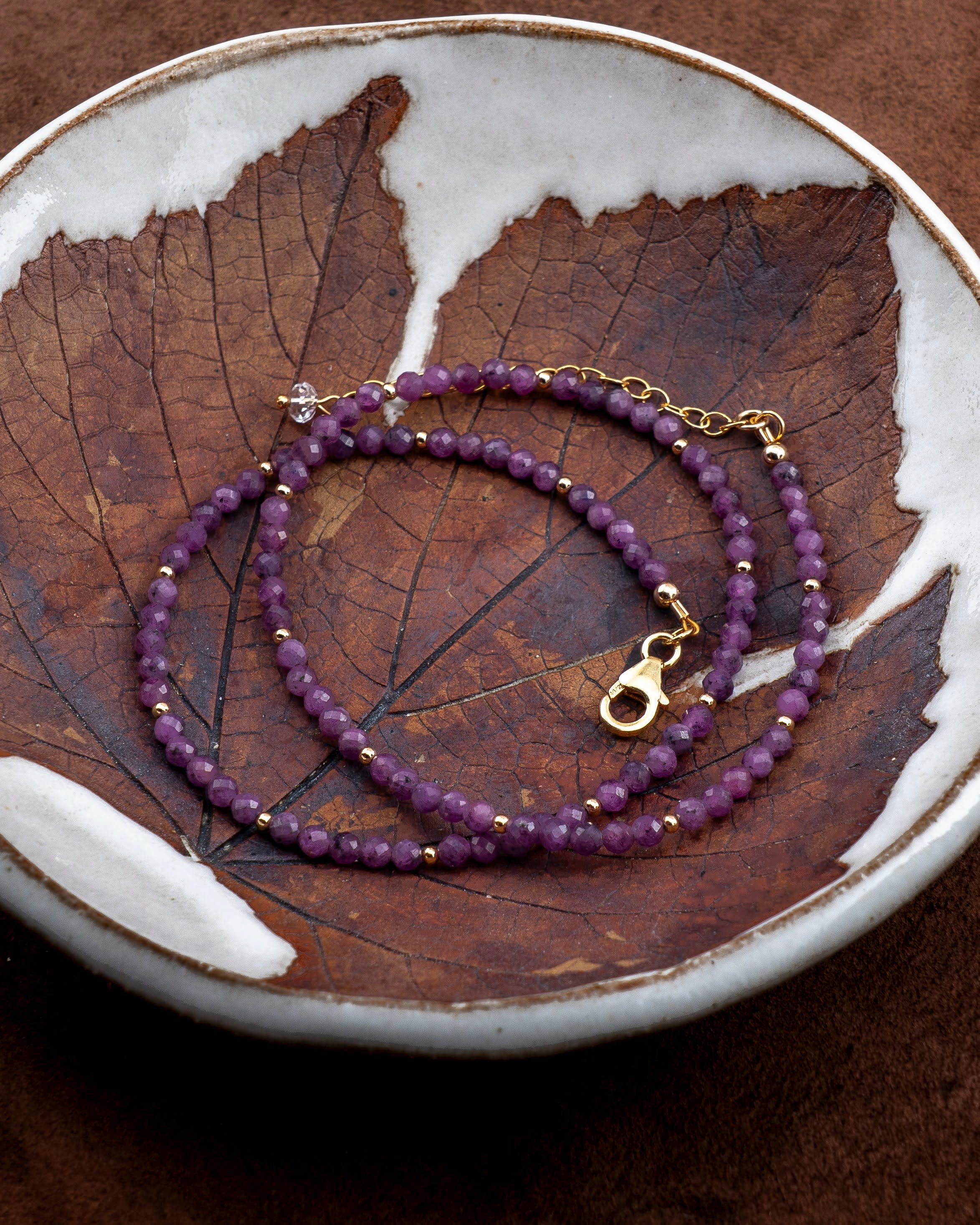 Autumn Orchid Purple Ruby Necklace
