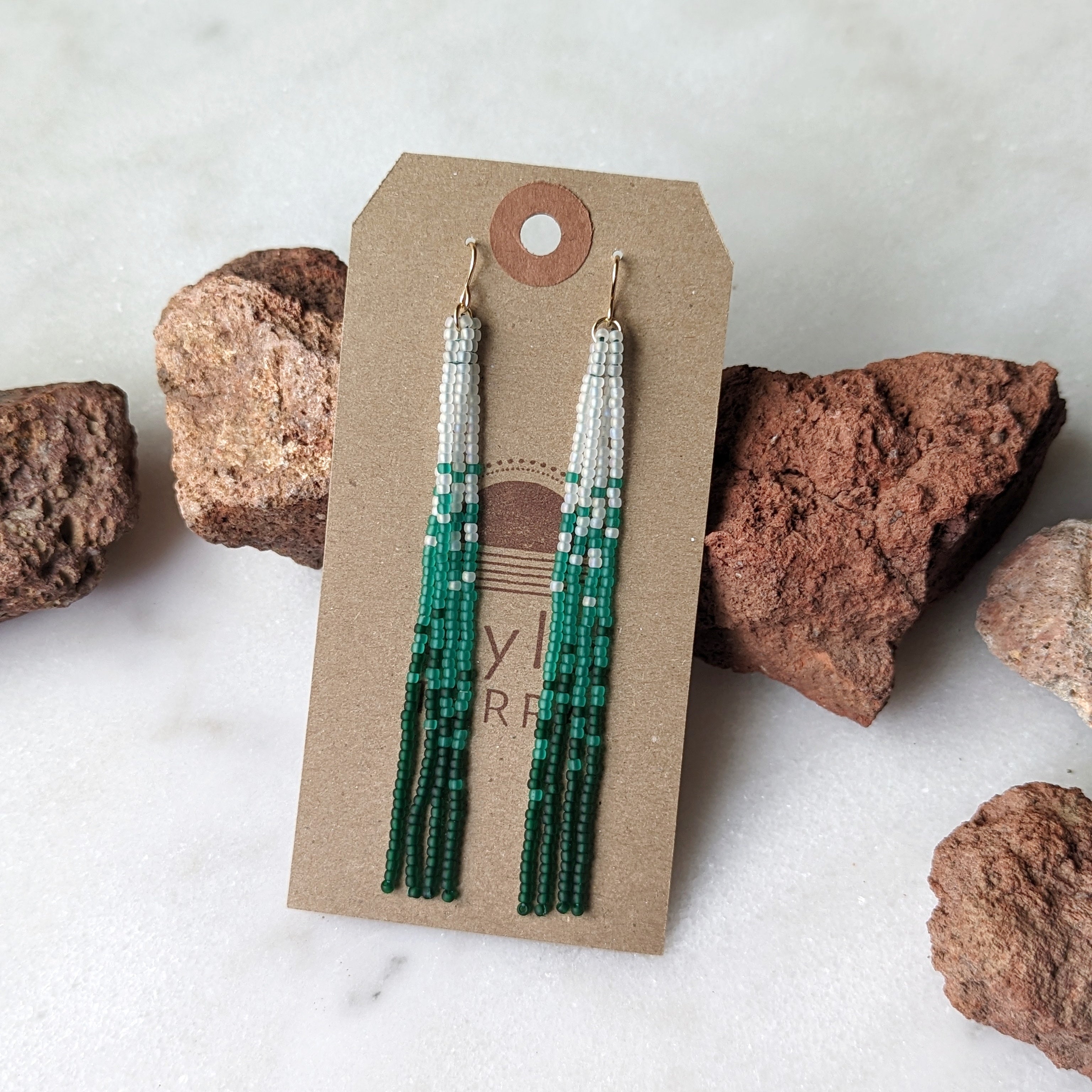 Hoh Rainforest Long Beaded Fringe Earrings