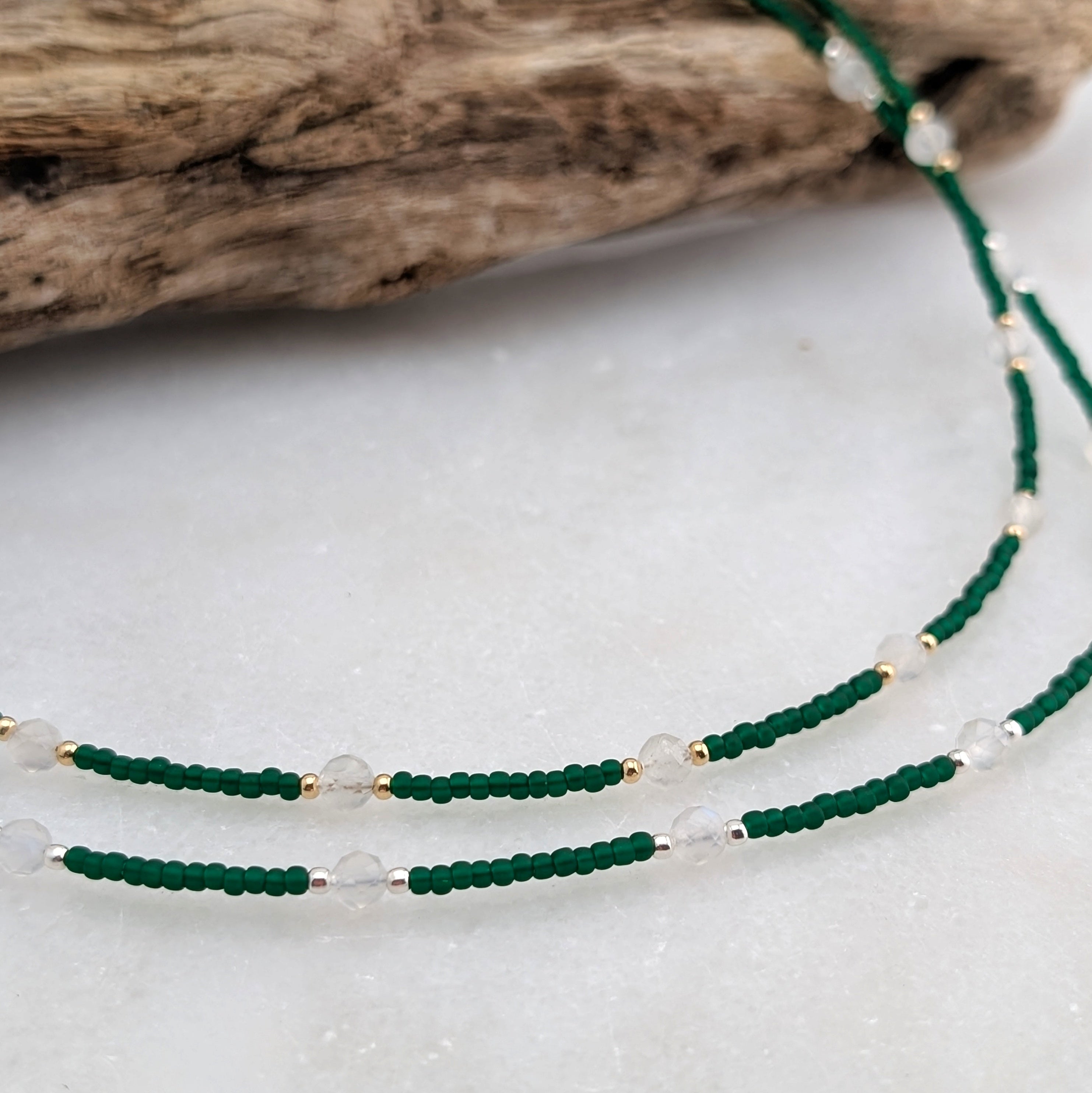 Moonstone Rich Emerald Necklace
