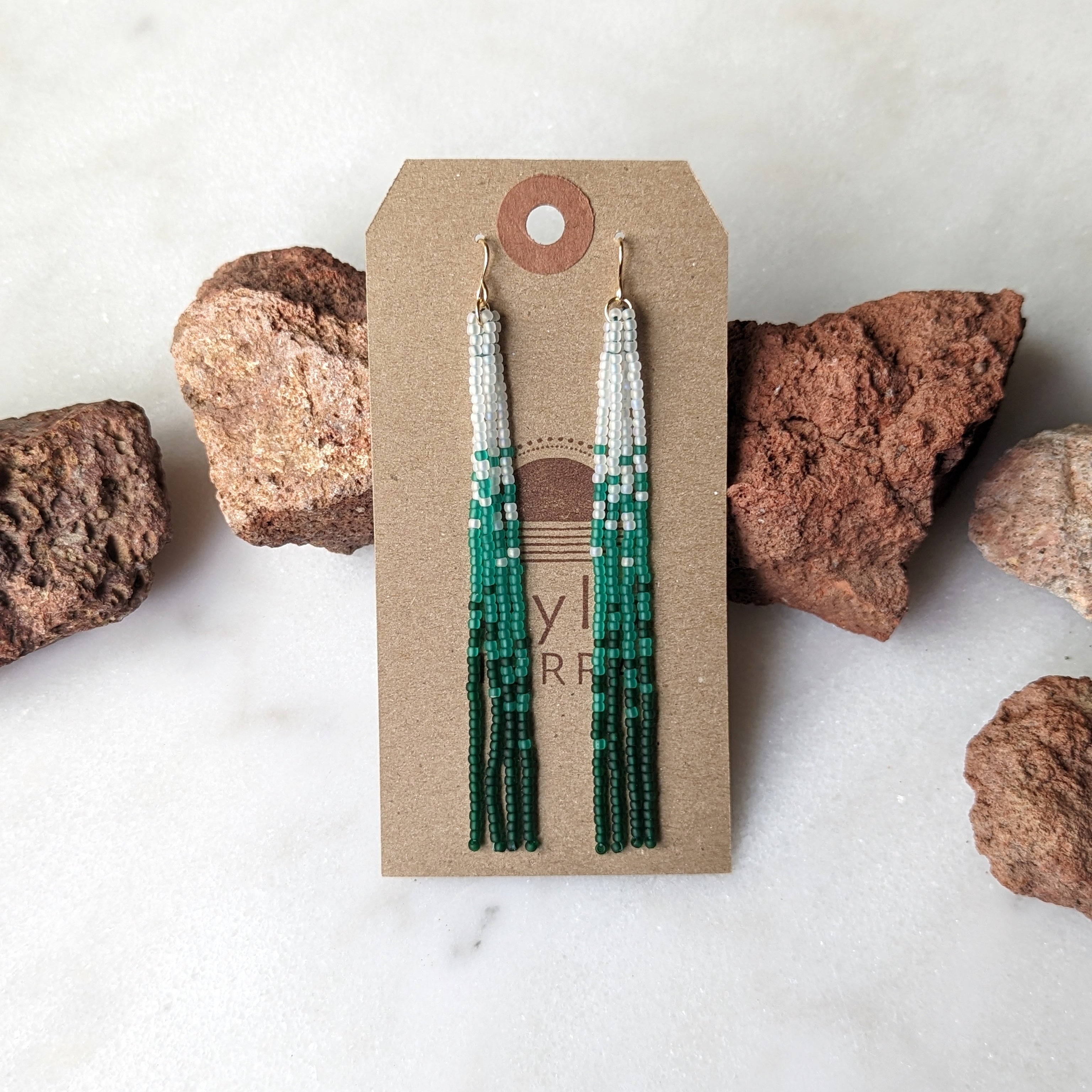 Hoh Rainforest Long Beaded Fringe Earrings