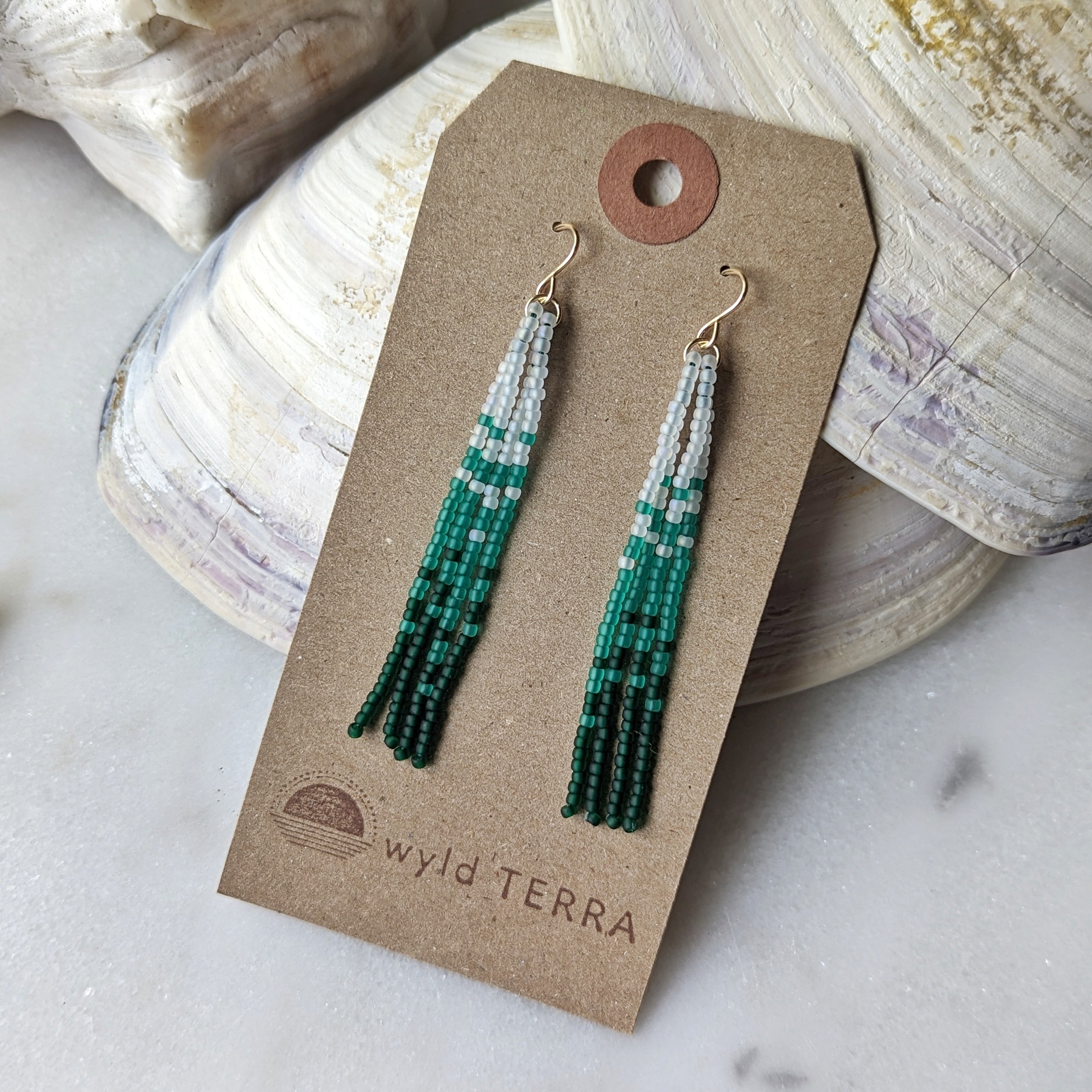 Hoh Rainforest Short Beaded Fringe Earrings