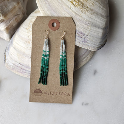 Hoh Rainforest Short Beaded Fringe Earrings