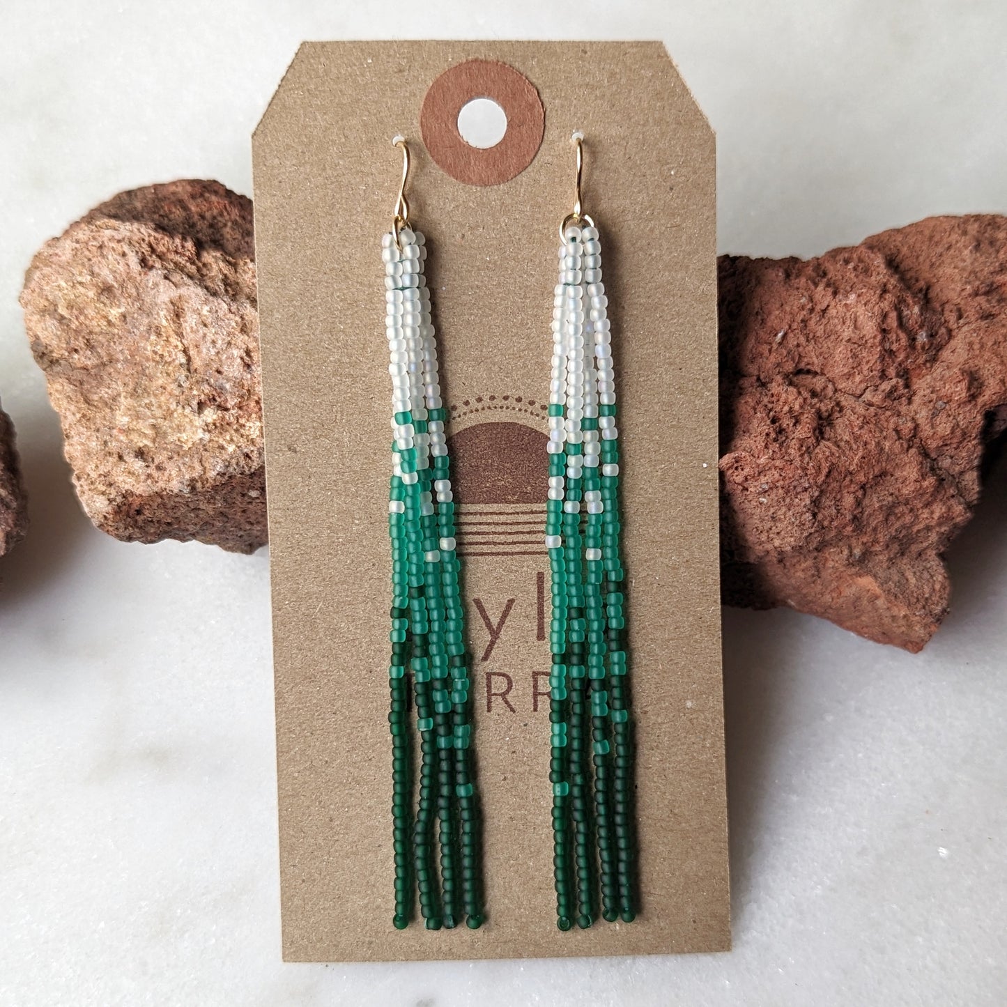 Hoh Rainforest Long Beaded Fringe Earrings