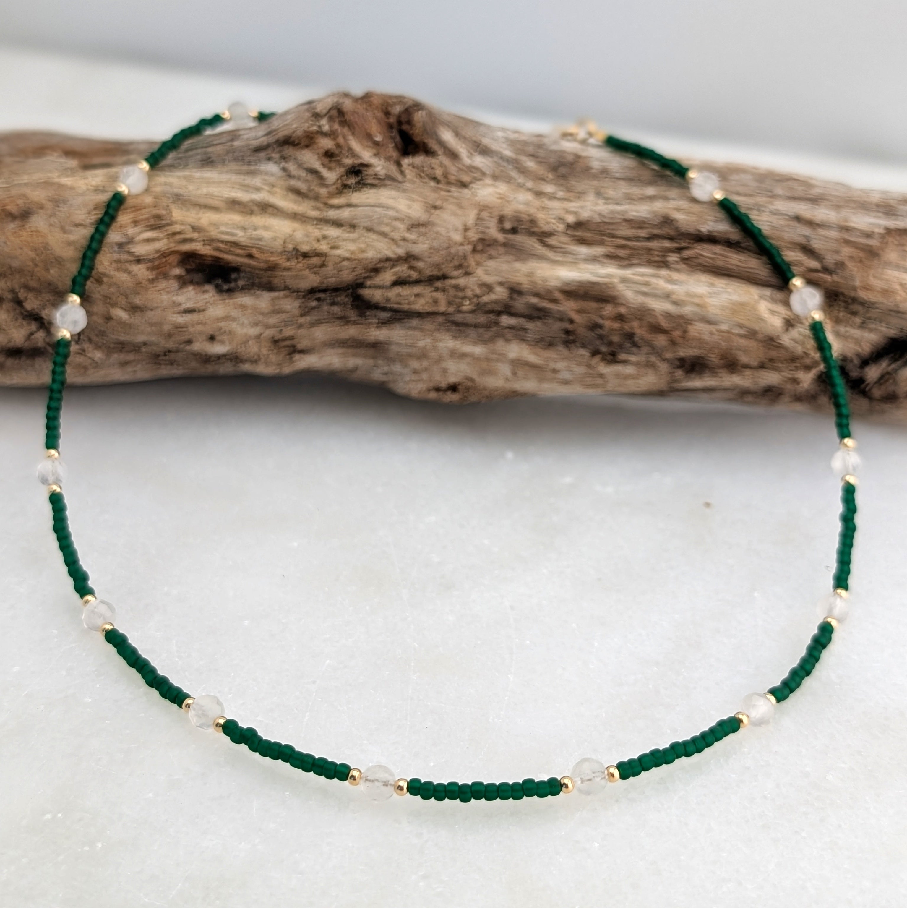 Moonstone Rich Emerald Necklace