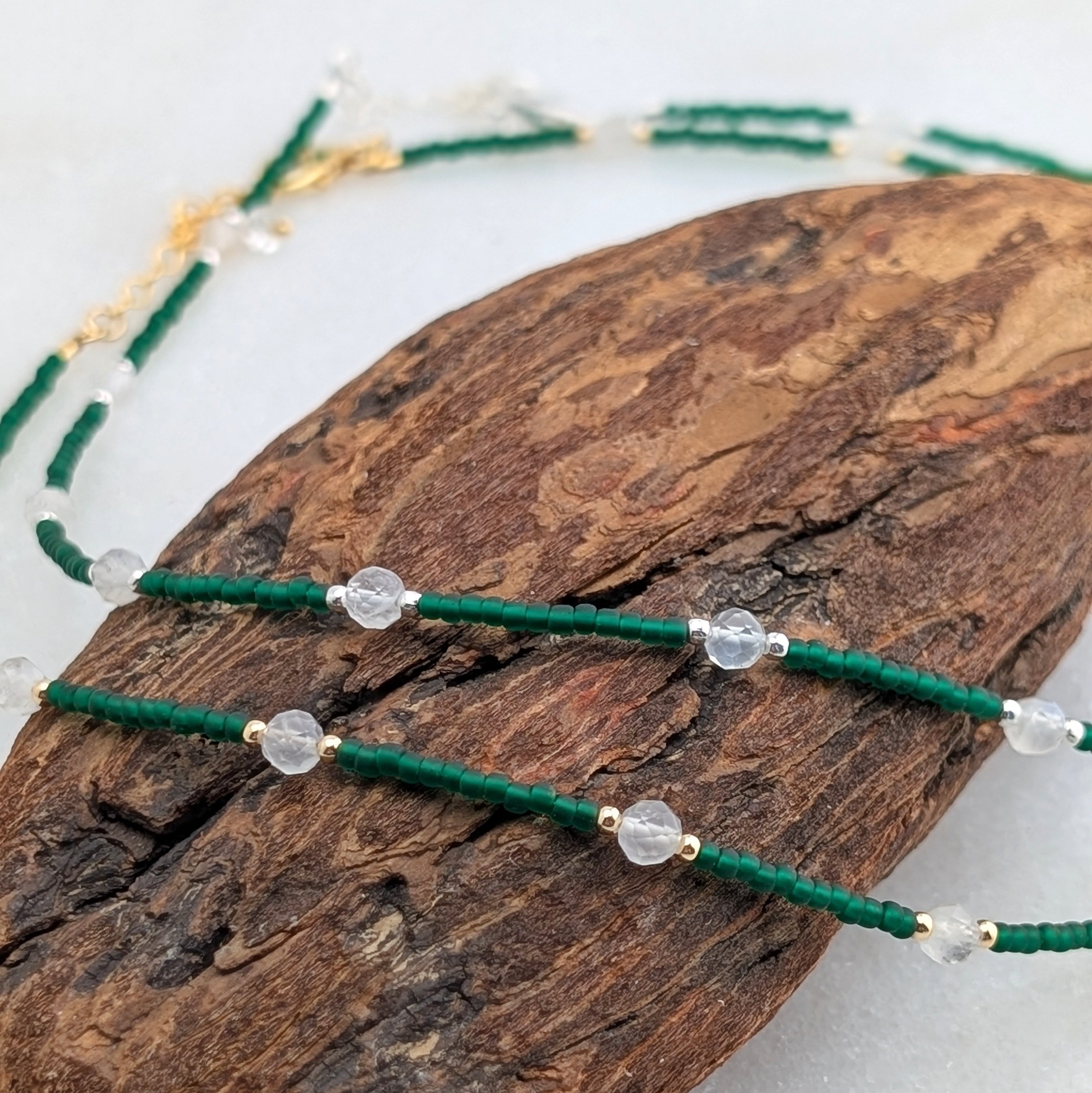 Moonstone Rich Emerald Necklace