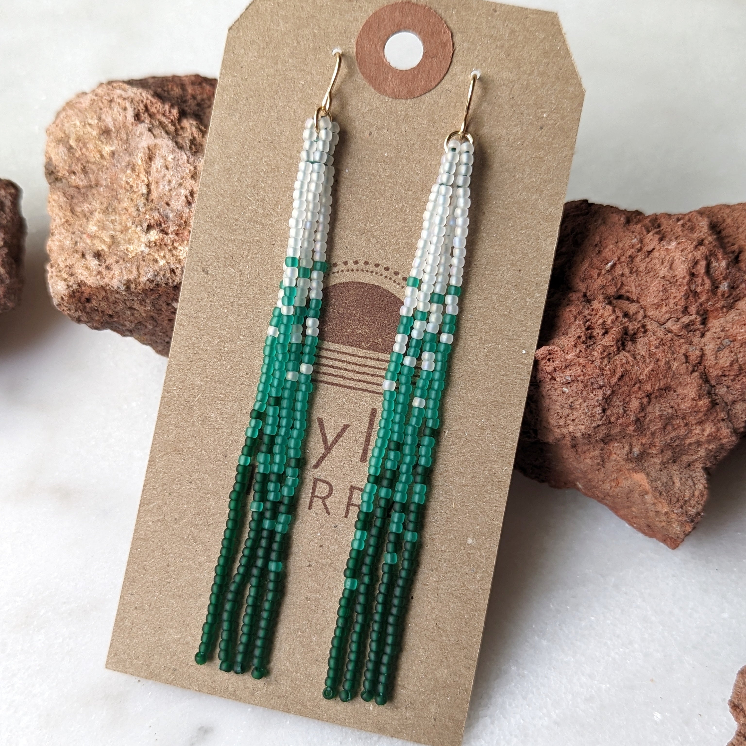 Hoh Rainforest Long Beaded Fringe Earrings