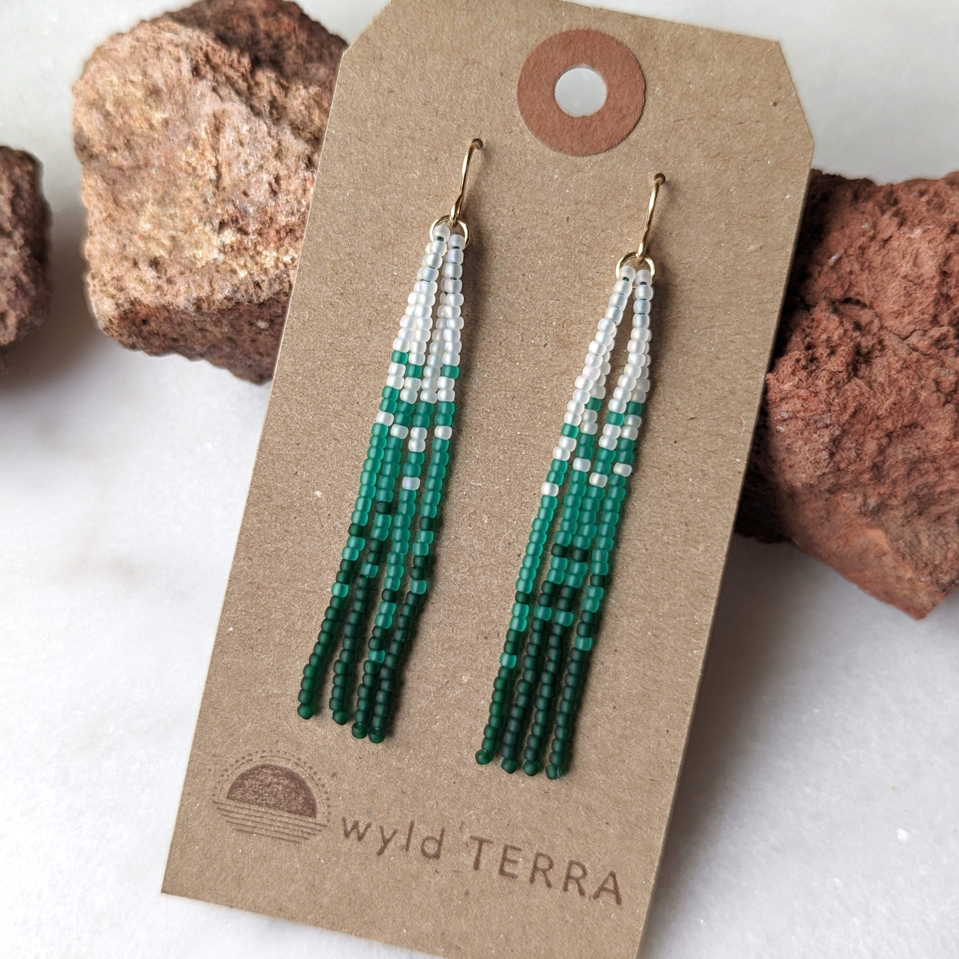 Hoh Rainforest Short Beaded Fringe Earrings