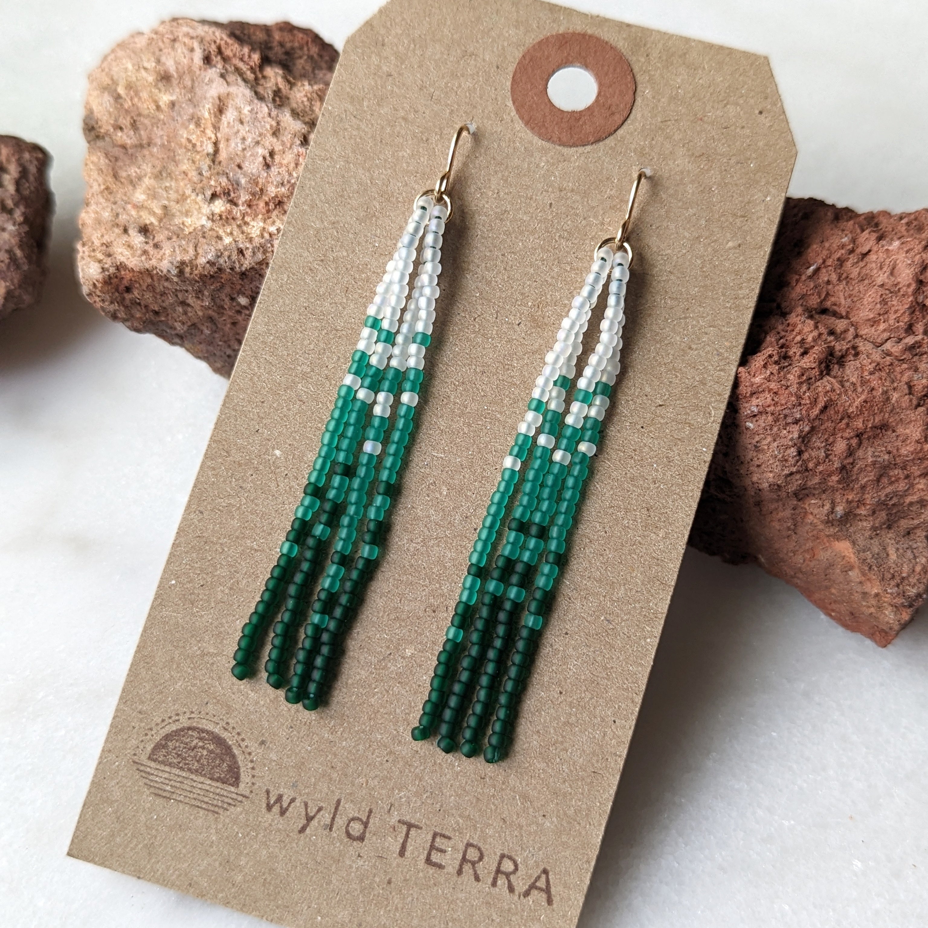 Hoh Rainforest Short Beaded Fringe Earrings